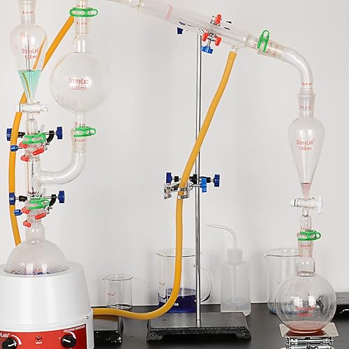Miniatura 6 de stonylab Soporte de laboratorio, soporte de anillo de soporte de hierro fundido de 8 x 5 pulgadas con varilla de 22.44 pulgadas para laboratorio