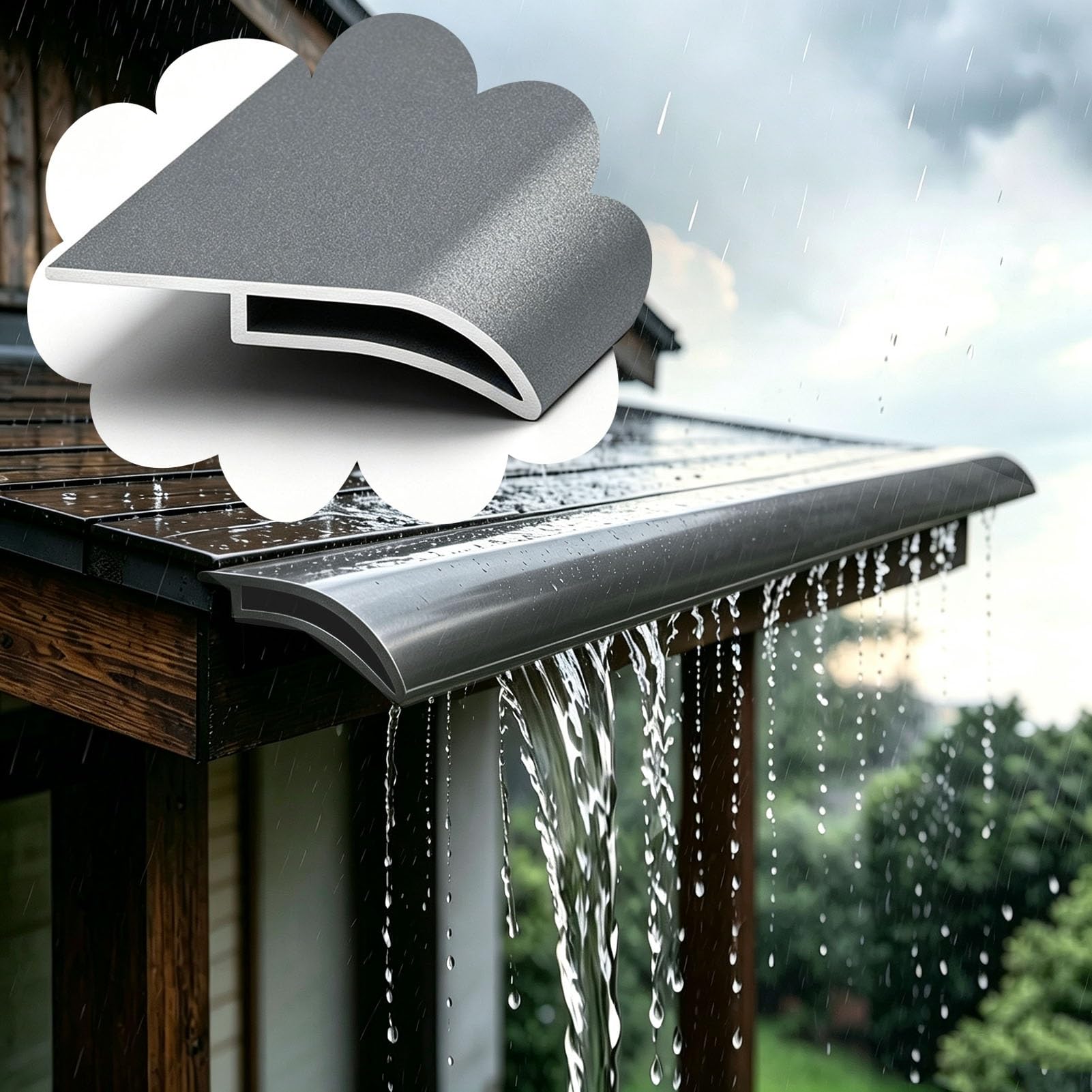 Blazea Gray Hawk-Beak Roof Eaves Drip Line Metal Paintable, Weatherproof Protection