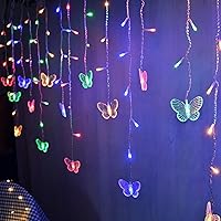 Vista 32 de Butterfly Curtain Lights 13ft 96 LED Twinkle Fairy Lights 8 Modes String Lights with Remote, Butterfly Hanging Decoration for Bedroom Dorm Wall