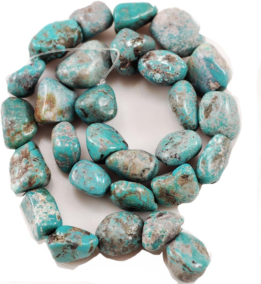 Ny6designs 10-15mm Blue Natural Kingman Turquoise Crystal Energy Stone Healing Power for Jewelry Making Nugget Beads 15"(TU713) c