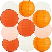 Vista 19 de BEISHIDA 12 Linternas de Papel Naranjas de Otoño Decorativas Amarillas Naranjas Marrones Colgantes Redondas Linternas de Papel Lámpara para Acción