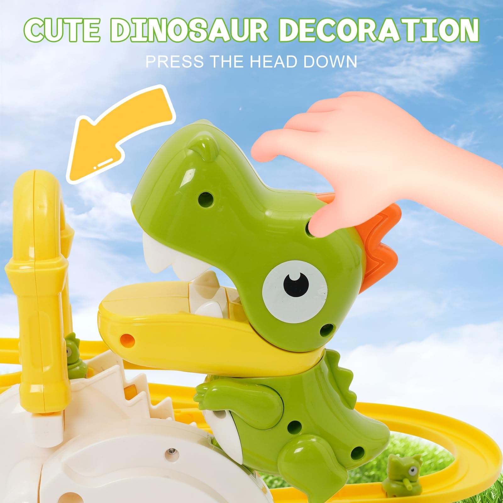 Escalera Tobogán Con Pista De Dinosaurios – 3 Dinosaurios, Luces Y Música, Juguete Interactivo Para Niños +3 Años, Montaña Rusa
