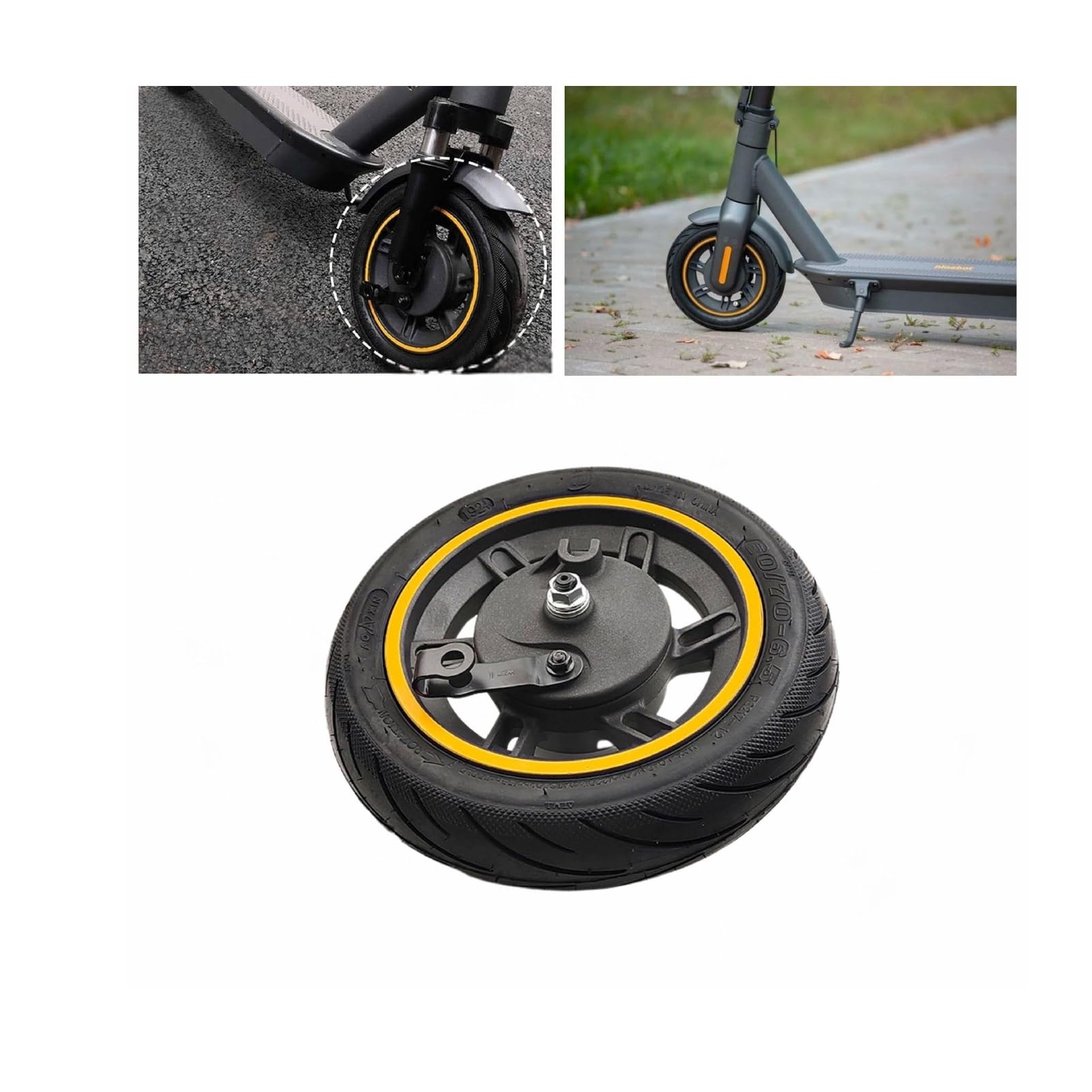 E-Scooter Vorderrad für Ninebot MAX G30/MAX G30D, 10 Zoll 60/70-6,5 Elektroroller Vorderrad Reifen mit Trommelbremse, Rutschfest Stoßdämpfung E-Roller Ersatzrad Zubehör
