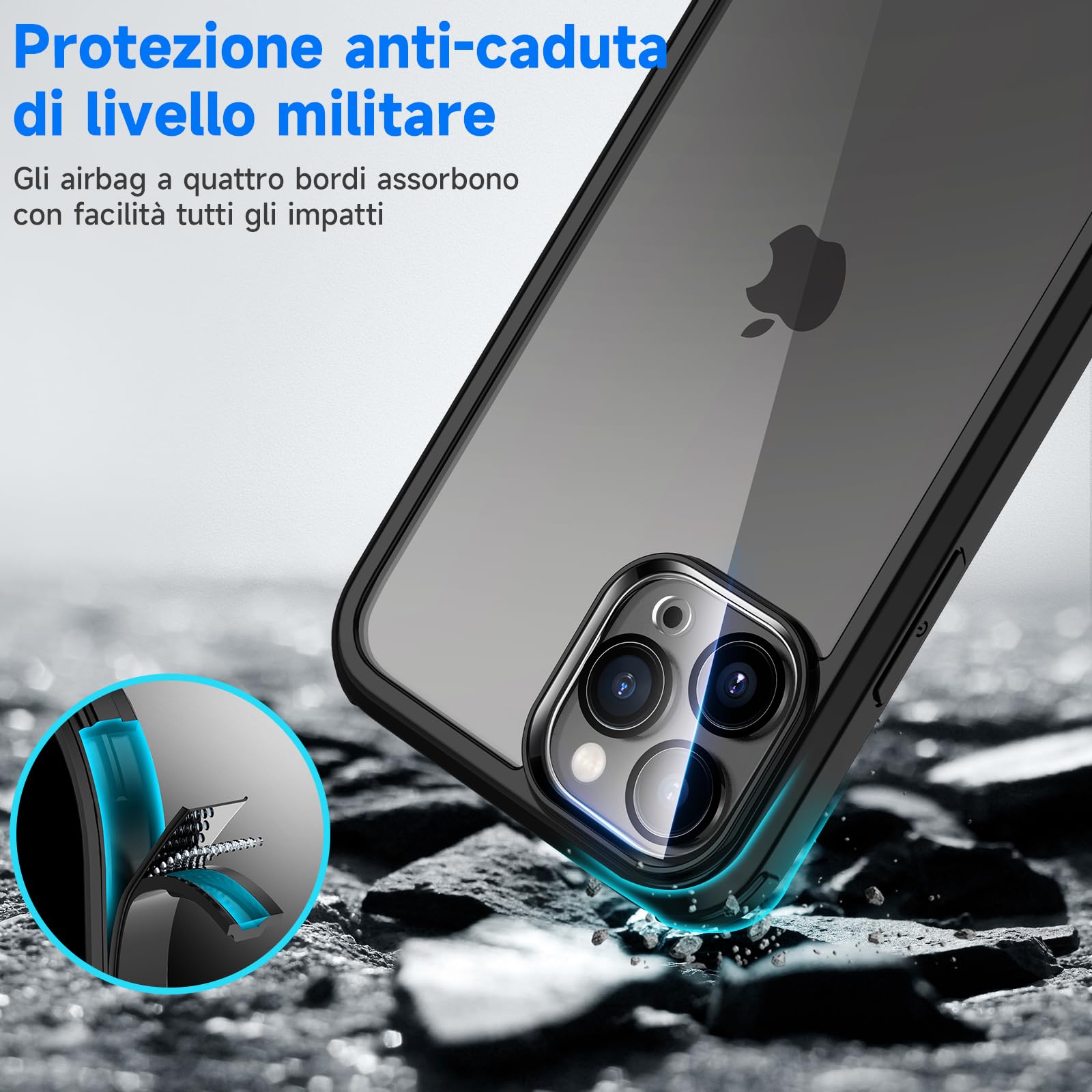 seacosmo Cover per iPhone 11 Pro, [9H HD] con Vetro Temperato Integrato Schermo, Pellicola Fotocamera, 360 Gradi Antiurto Protezione Fronte Retro Rugged Custodia Slim Doppia Faccia Case - Nero