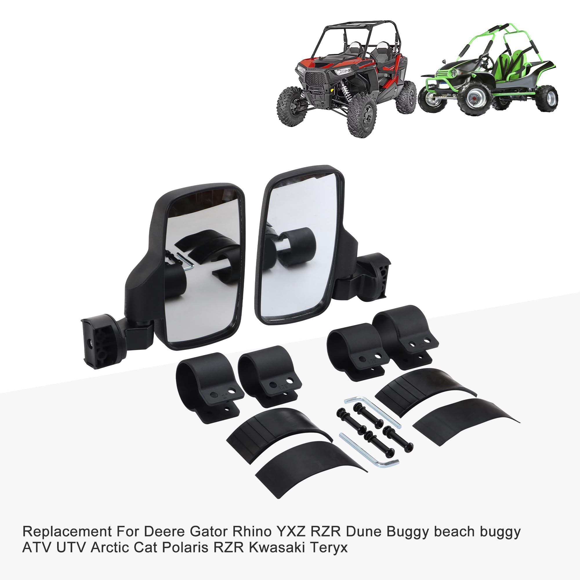 GOOFIT Rectangle RéGlable Offroad Noir RéTroviseur RéTroviseur LatéRal Remplacement pour Deere Gator Rhino YXZ RZR Dune Buggy beach buggy ATV UTV Arctic Cat Polaris RZR Kwasaki Teryx