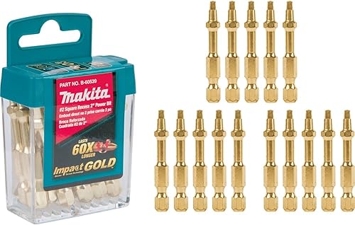 Makita B-60539 Impact Gold #2 Receso cuadrado 2″ Broca de potencia, 15/Pk