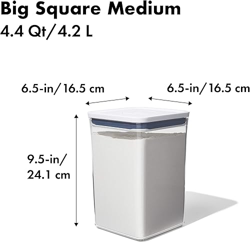 Miniatura 6 de OXO Good Grips - Juego de 3 recipientes pequeños cuadrados cortos POP de 3 piezas, blanco, gris, contenedor OXO Good Grips POP - Almacenamiento