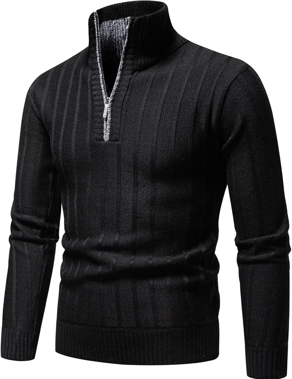 Mylldey Quarter Zip Sweater Men's Pullover Sweaters Knit Long Sleeve Sweater Mens