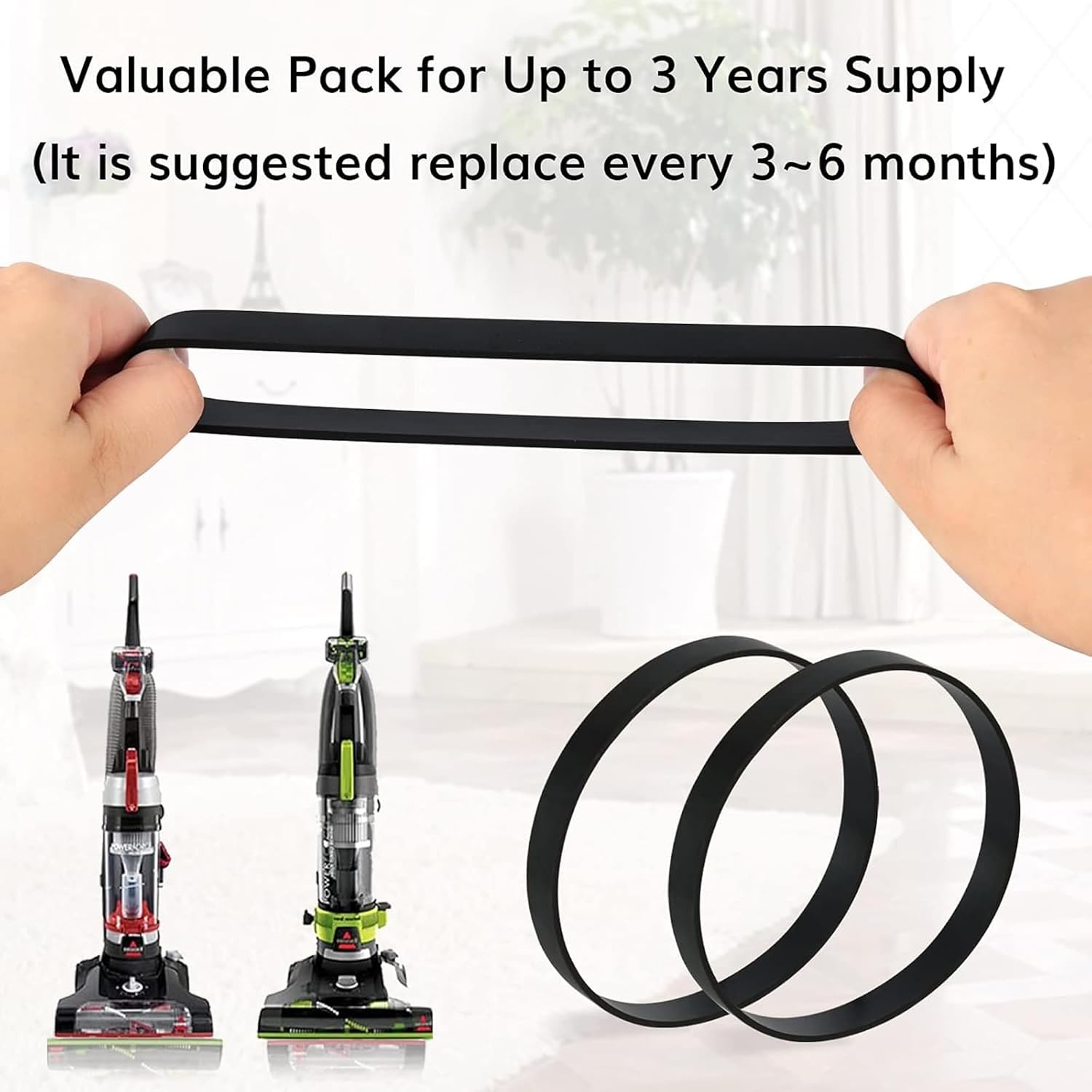 4-Pack Durable Replacement Belts for Bissell Style 7/9/10 P/N 3031120 Powerforce Helix Powerlifter Cleanview Swivel Rewind Pet Vacuum Cleaner, Replaces Parts 2031093 3031123 32074