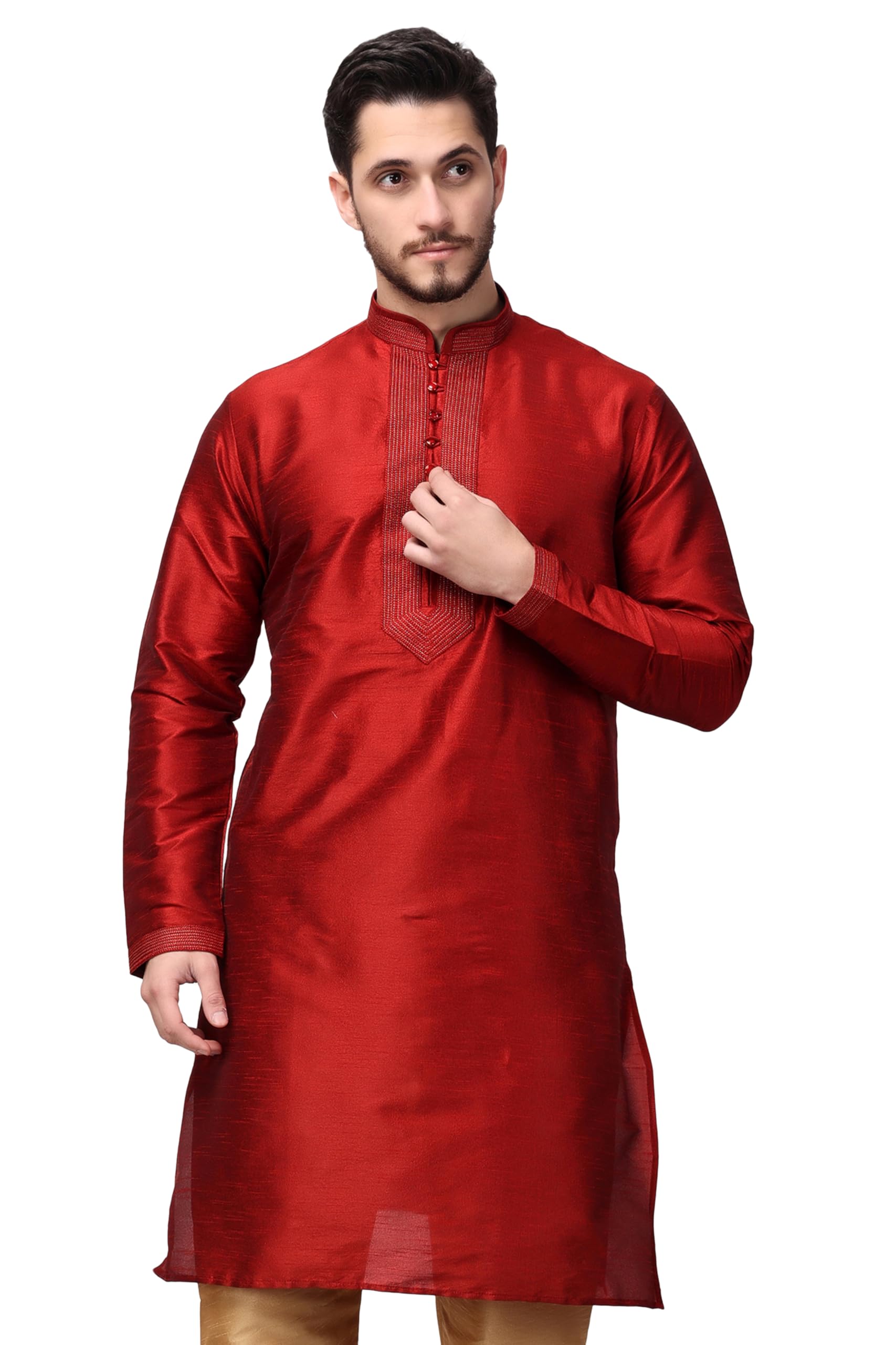 royal kurta Men's Silk Blend Embroidered Kurta-picture-25