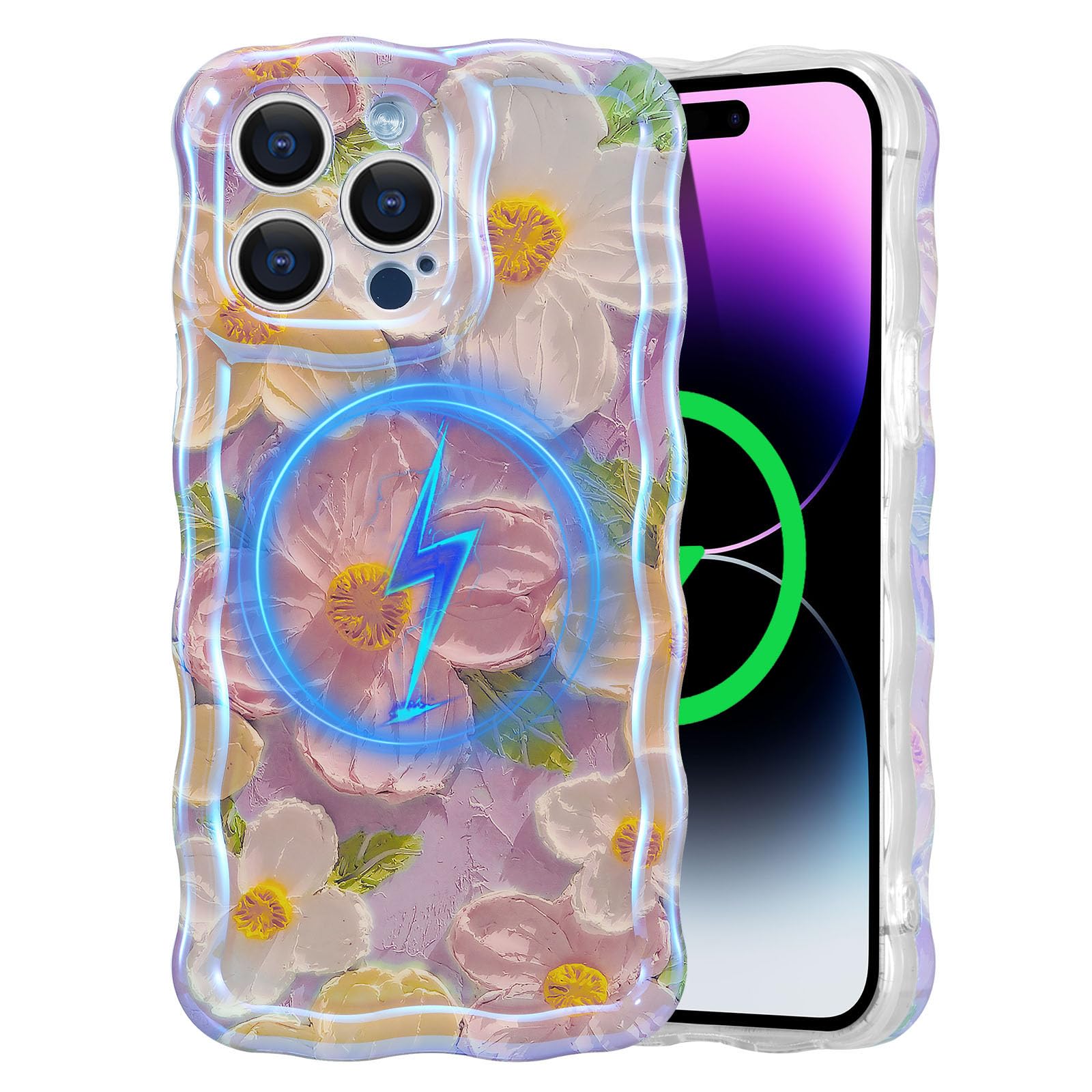 Coque iPhone 13 Pro Max MagSafe robuste contre les chutes design fleur TPU - 8