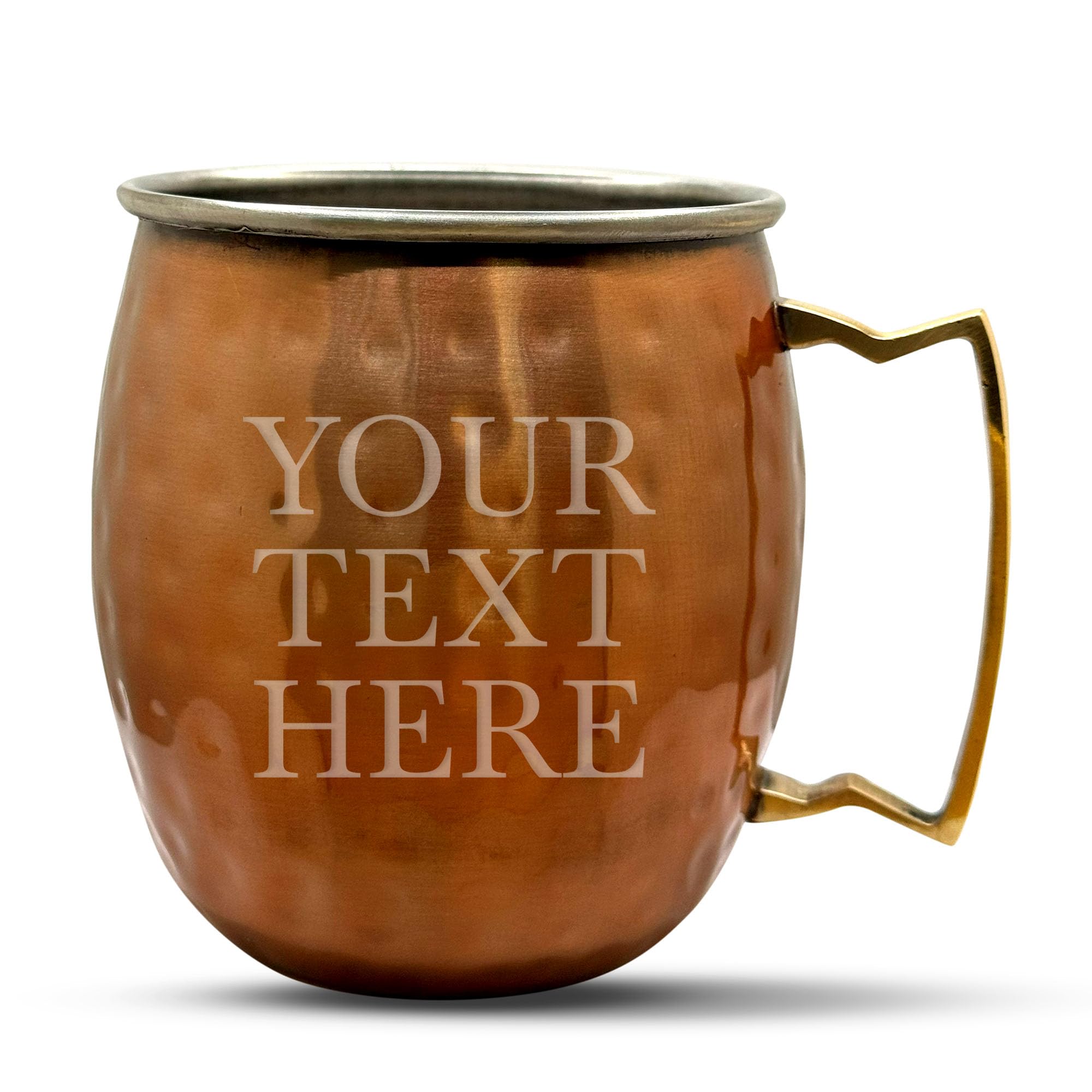Personalized Custom Brown Moscow Mule Mug Stainless Steel Hammered Finish | Low Visibility Generic Your Text Here Engraving Bar Style Cup, 18 oz | Single