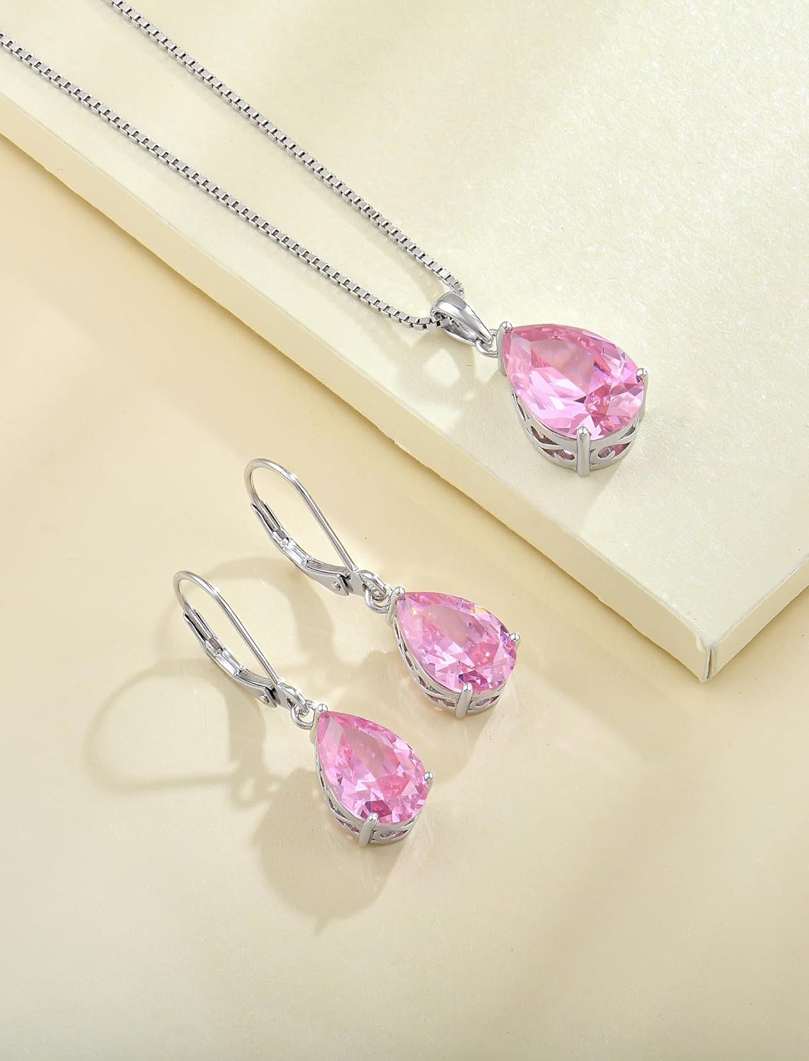 YL Teardrop Necklace 925 Sterling Silver Solitaire Pendant 10x14 MM Pear Cut Birthstone Filigree Jewelry for Women - Image 5