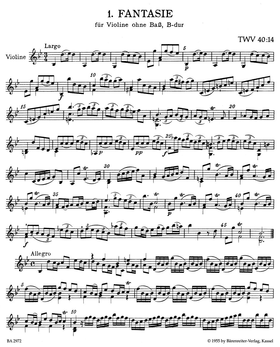 12 fantaisies pour violon sans basse twv 40: 14-25