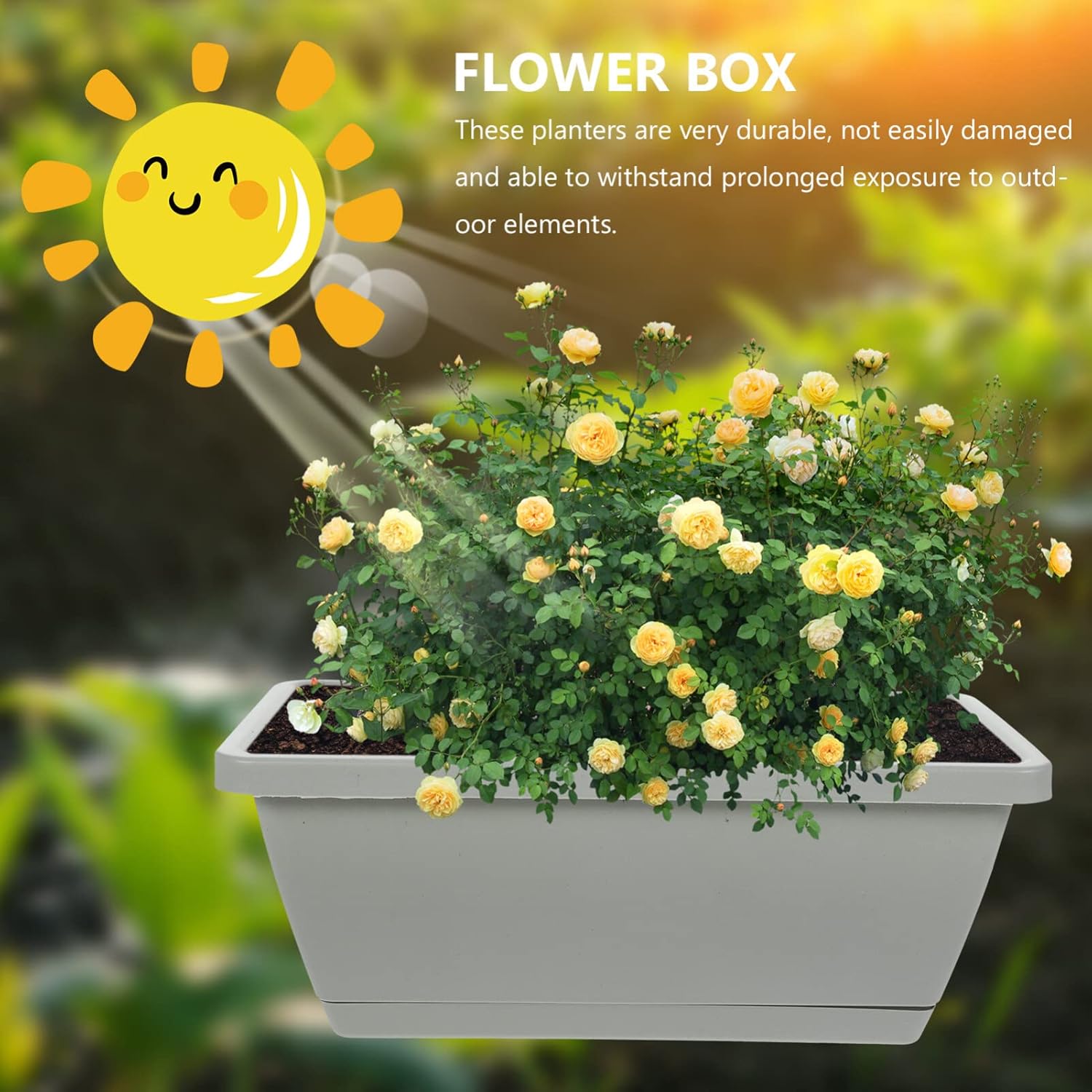 Alipis 4pcs Box Rectangular Pot Large Outdoor Planters Deck Plant Container Pot Outdoor Home Gardening Houseplant s Large Container Flowers Tray Plastic