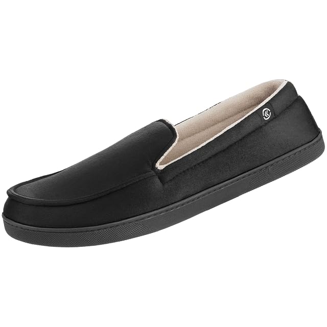 isotoner Mens Moccasin Slippers with Microsuede Upper and Gel Infused Memory Foam Sole