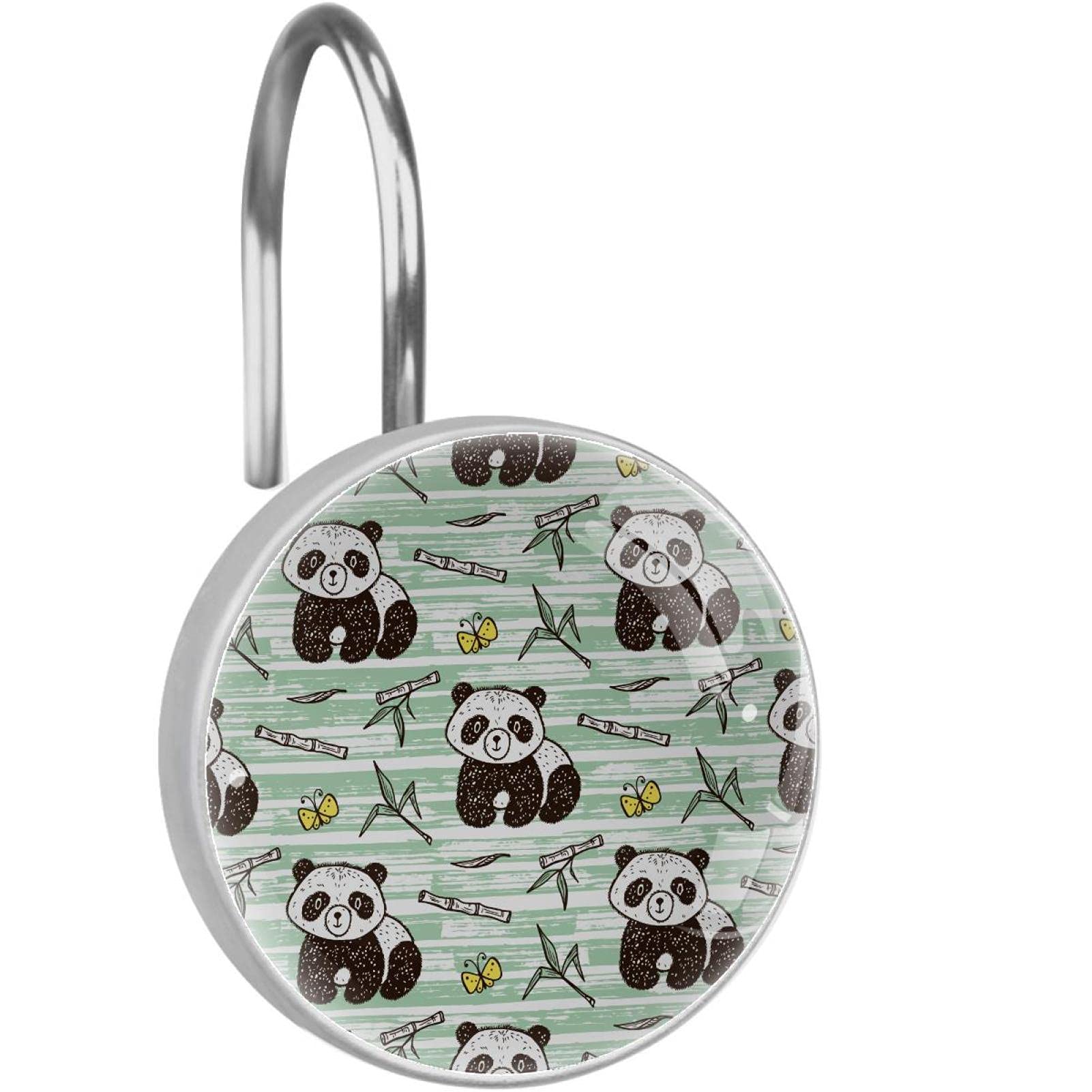 Crochets rideau de douche panda et papillon pour décorer la salle de bain