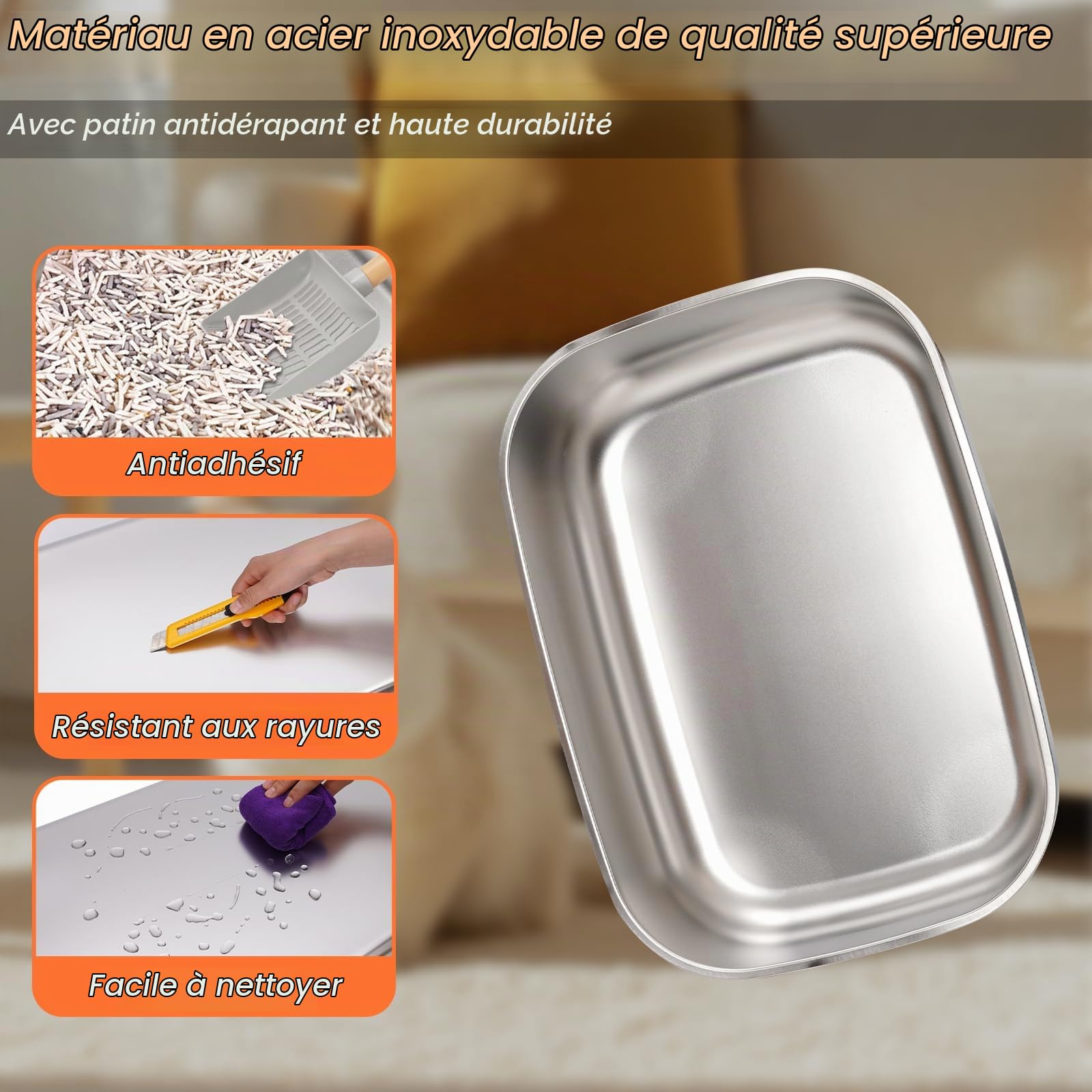 Bac Litière pour Chat,Bac à Litière Fermé pour Chat avec Pelle et Pédale,Litière Haute en avec Couvercle,Caisse Litiere pour Chats avec Double Entrée Plateau Amovible，Gris
