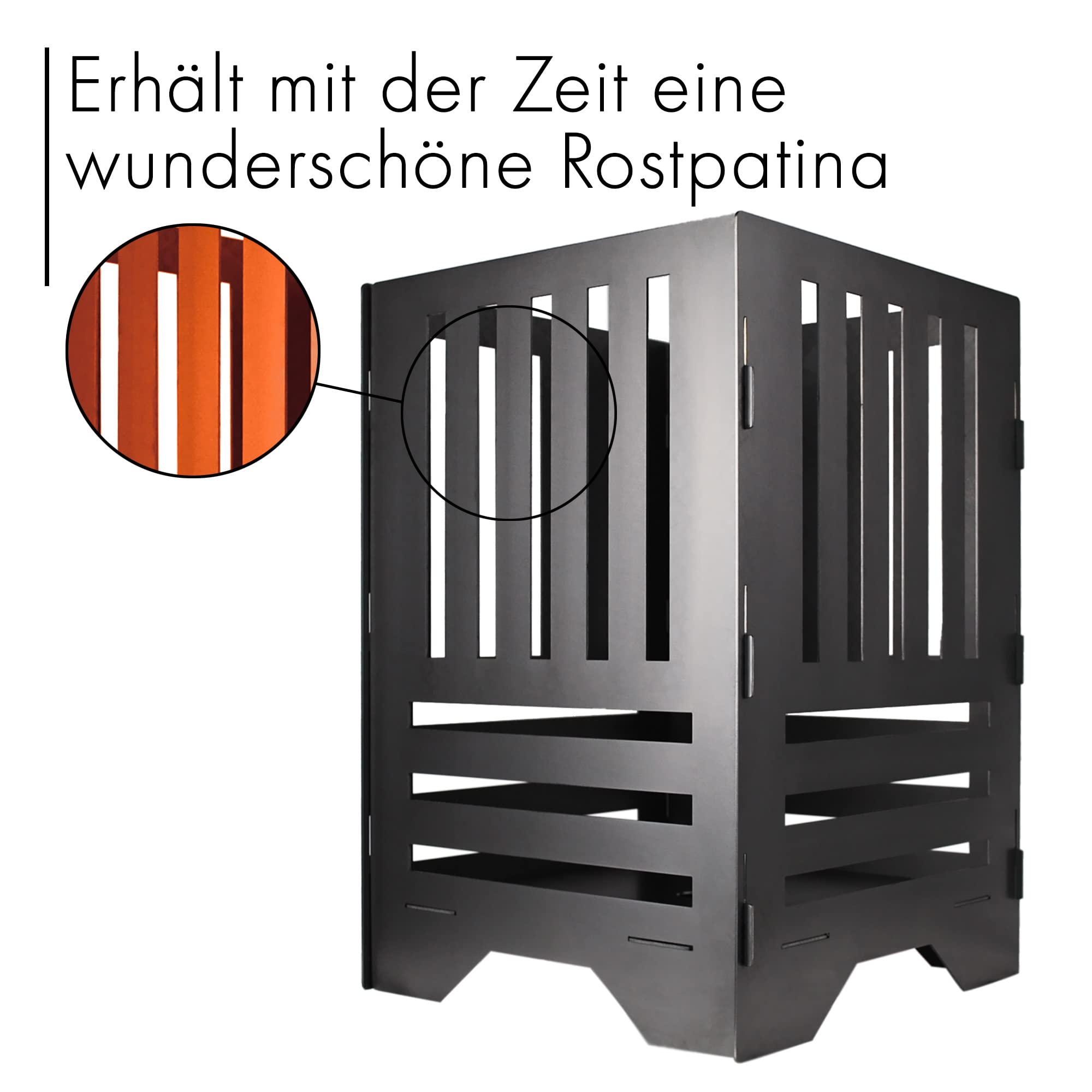 EXTRAVAGANT® Feuertonne Feuerstelle Feuerkorb Feuersäule für den Garten Terrasse Stahl Rostoptik Unikat Edelrost Geschenk Modern