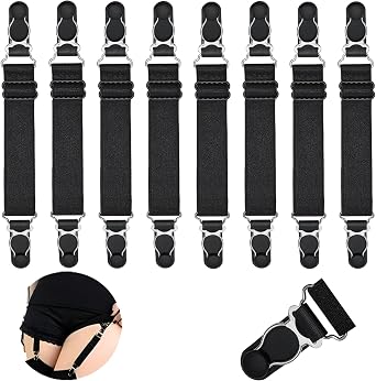 WILLWIN Stocking Clip Elastic Thigh High Suspenders Buckle Garter Socks Belt Fastener Straps Holder Clamps for Sexy Women