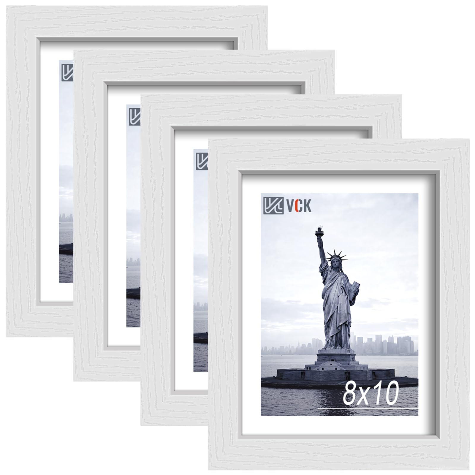 VCK 8x10 Picture Frame White Wood Photo Frames 4 Pack