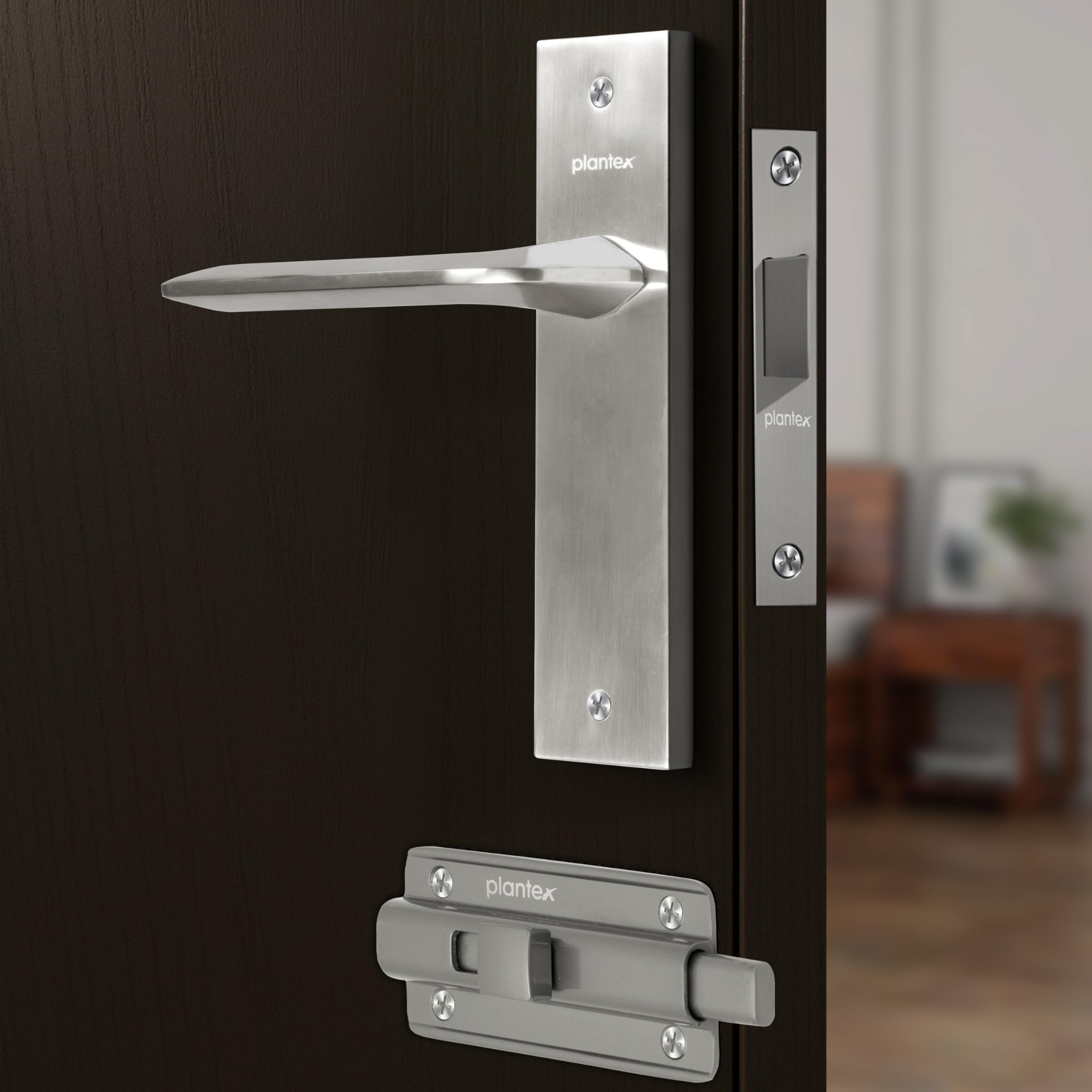 Plantex Heavy-Duty Door Lock Set - Main Door Lock Handle Set/ 6-Lever Lock Mechanism with 3 Years of Warranty/Mortise Lock with 3 Keys, Brass Lock Body & Cylinder(8105 - Matt) — Amazon image 14