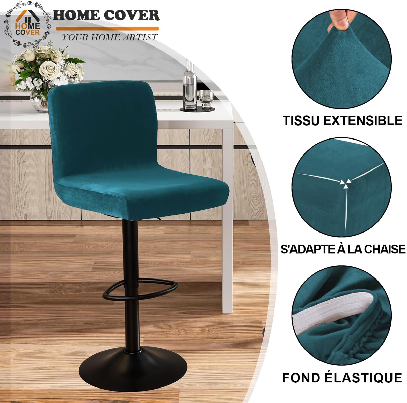 Jaotto Housse De Chaise De Bar Extensible, Housse De Chaise De