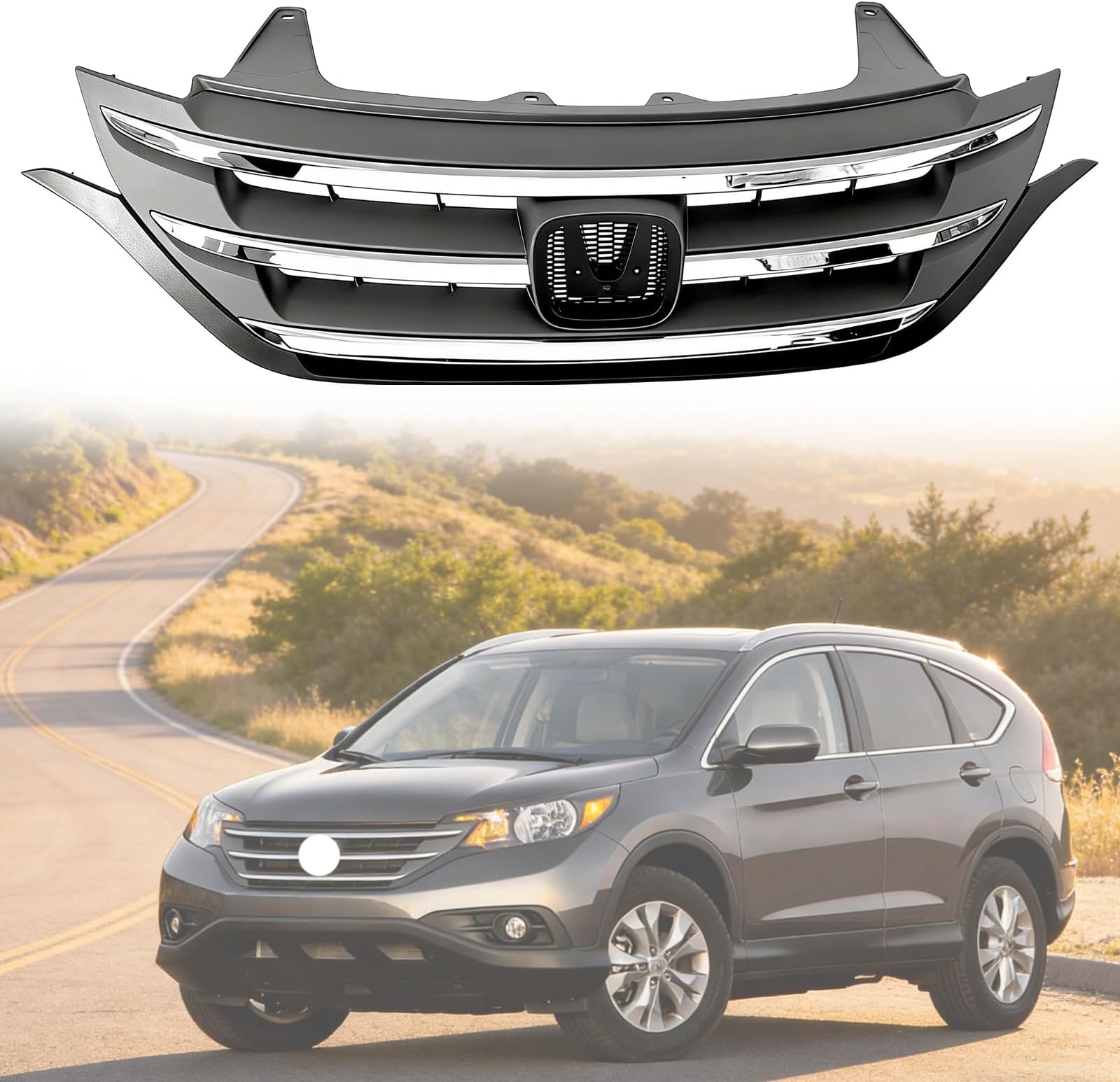 Front Grille Compatible with 2012-2014 Honda CRV CR-V EX/EX-L/LX/Touring Sport Utility 4-Door ABS Grill Replacement for HO1200211 71121T0GA01ZA