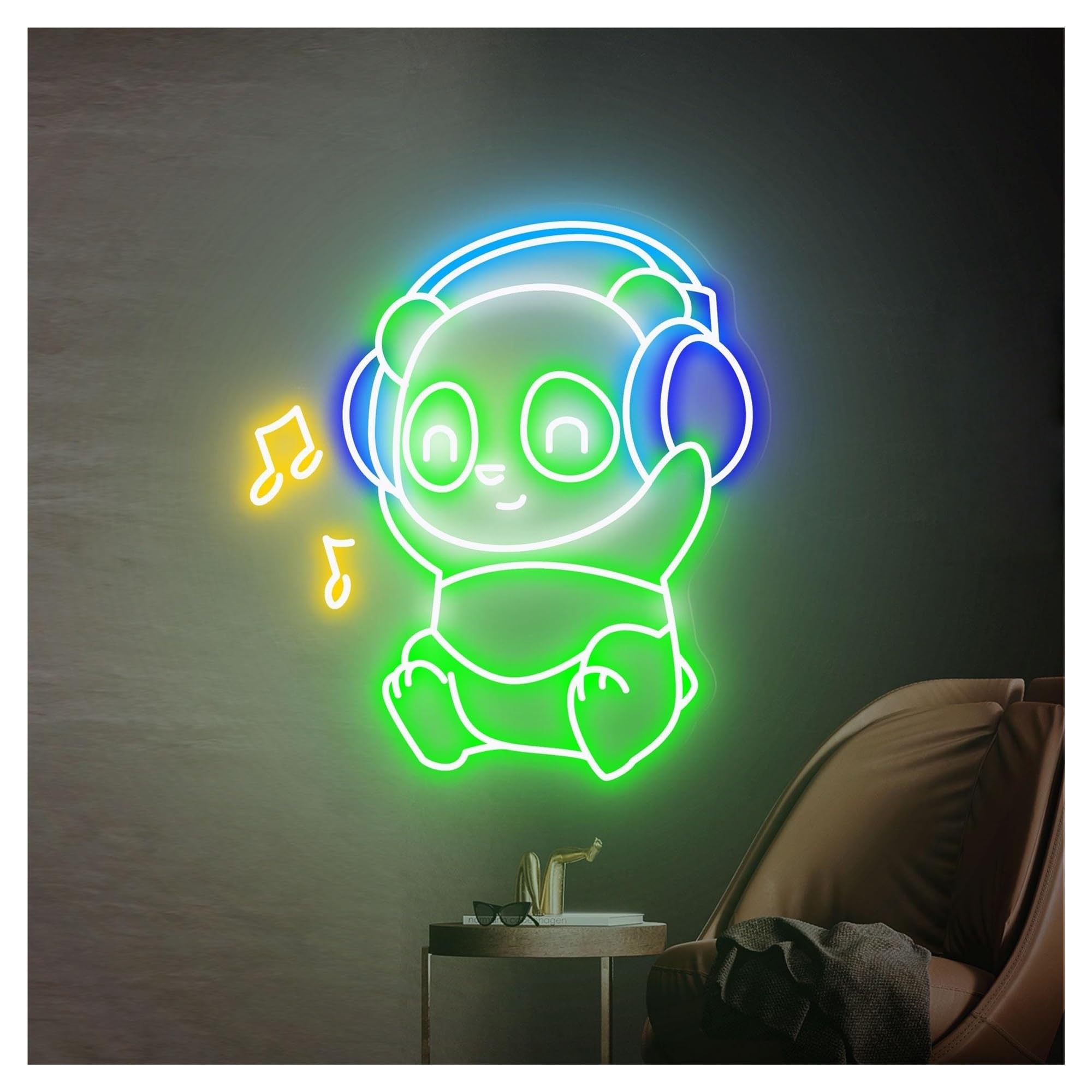 RONGCH Hanging Art Neon Signs Panda Neon Sign, Suitable for Home Bar Decor with Brightness Adjustable 50cm(E)