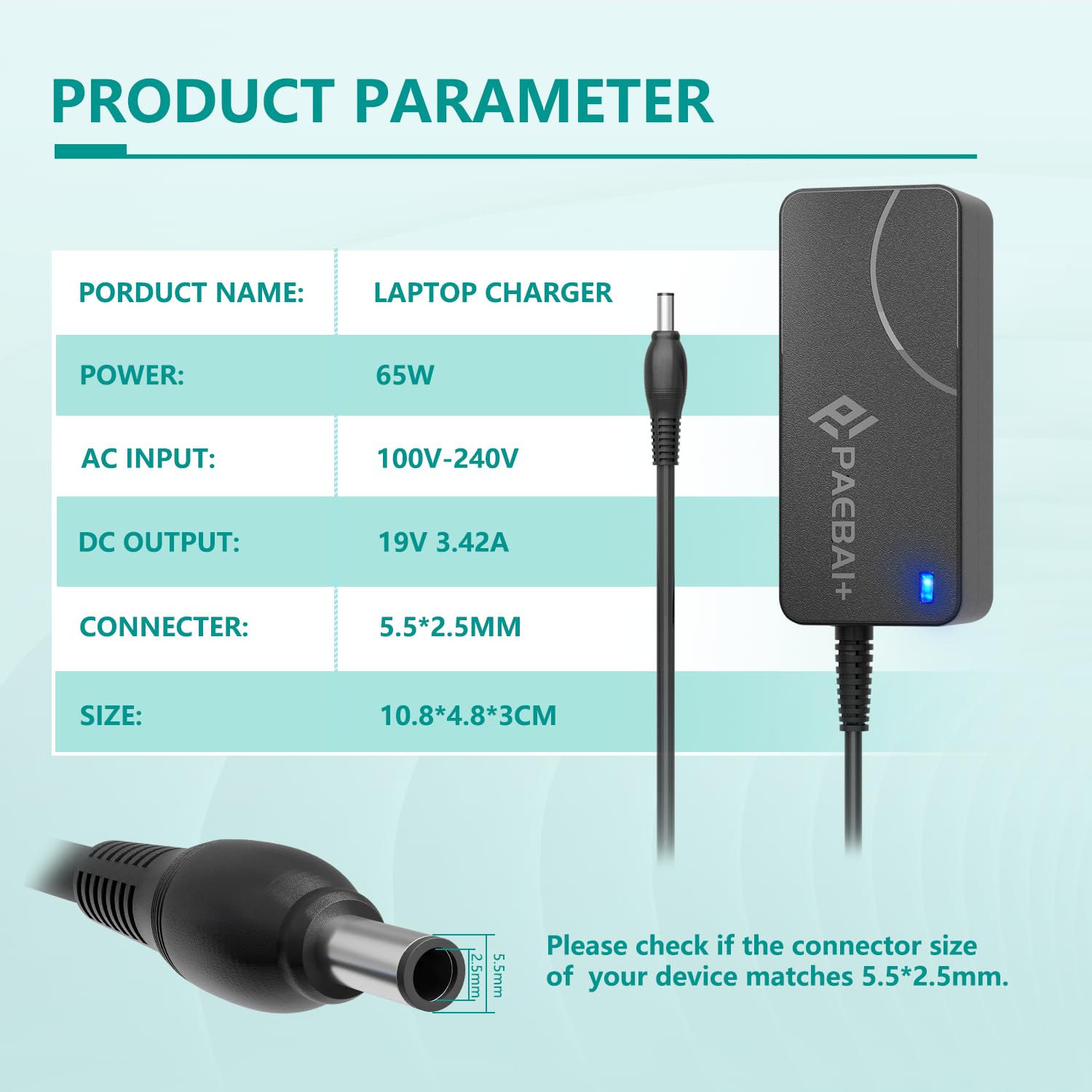 Caricabatterie 65W 19V 3.42A Per Toshiba Satellite E Asus - Alimentatore PC Con Spina Italiana, 5.5x2.5 Mm - 2