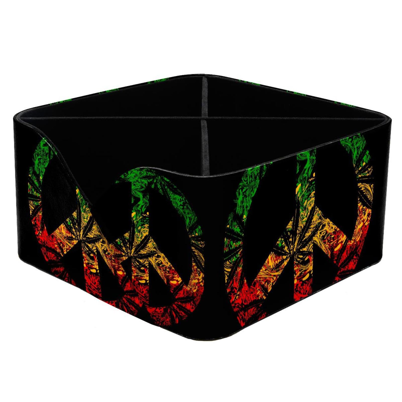 KengjuTesu Jamaica Pacifist Sign Weed Leaves Desktop Organizer Pen Holder, Rectangular Pencil Cup for Office, Study and Makeup Stations