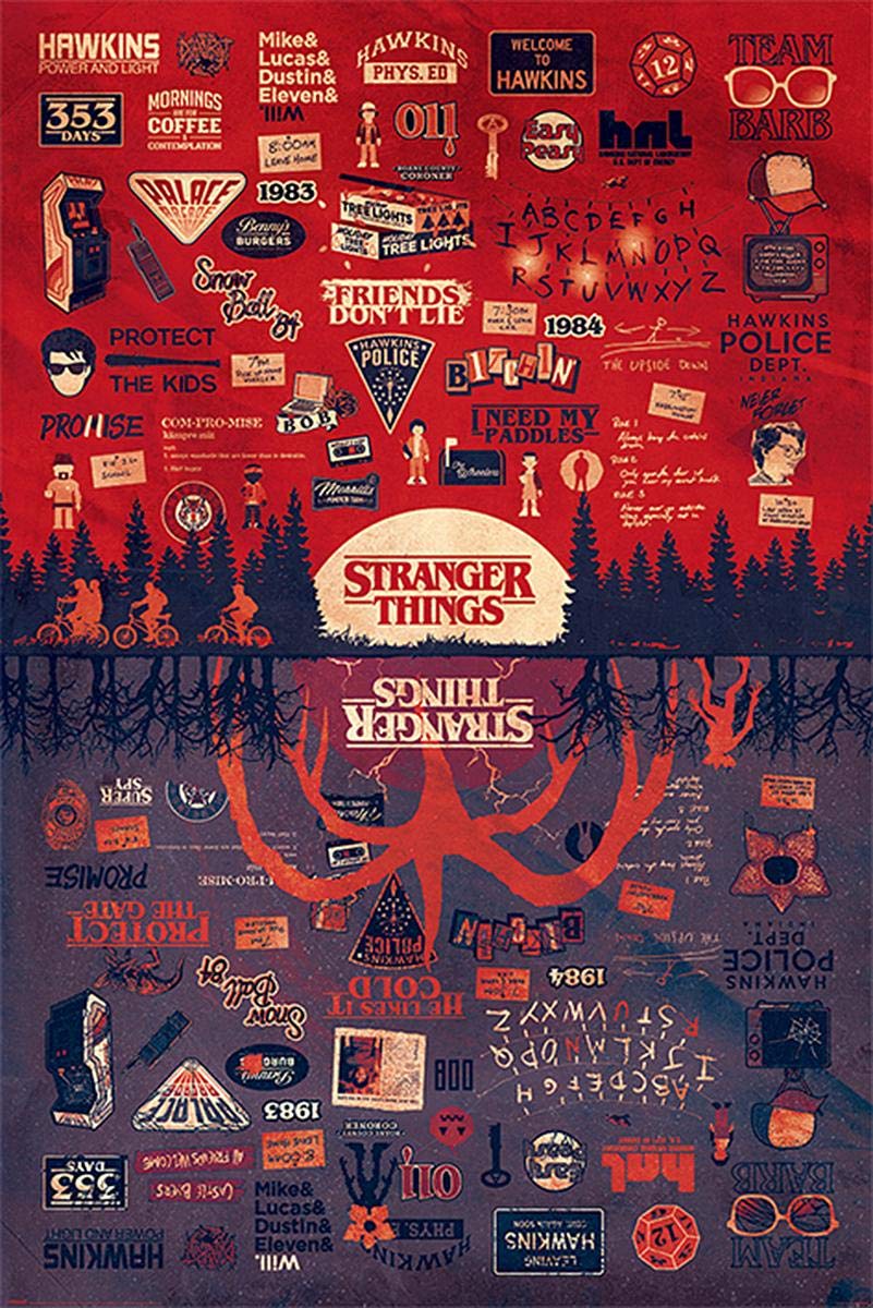 Stranger Things Poster The Upside Down (61cm x 91,5cm) + 1 pack tesa powerstrips®, 20 pieces