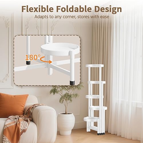 Miniatura 2 de LASZOLA Soporte plegable para plantas de interior de 5 niveles para múltiples macetas grandes, estante ajustable alto y resistente con bandeja de 10