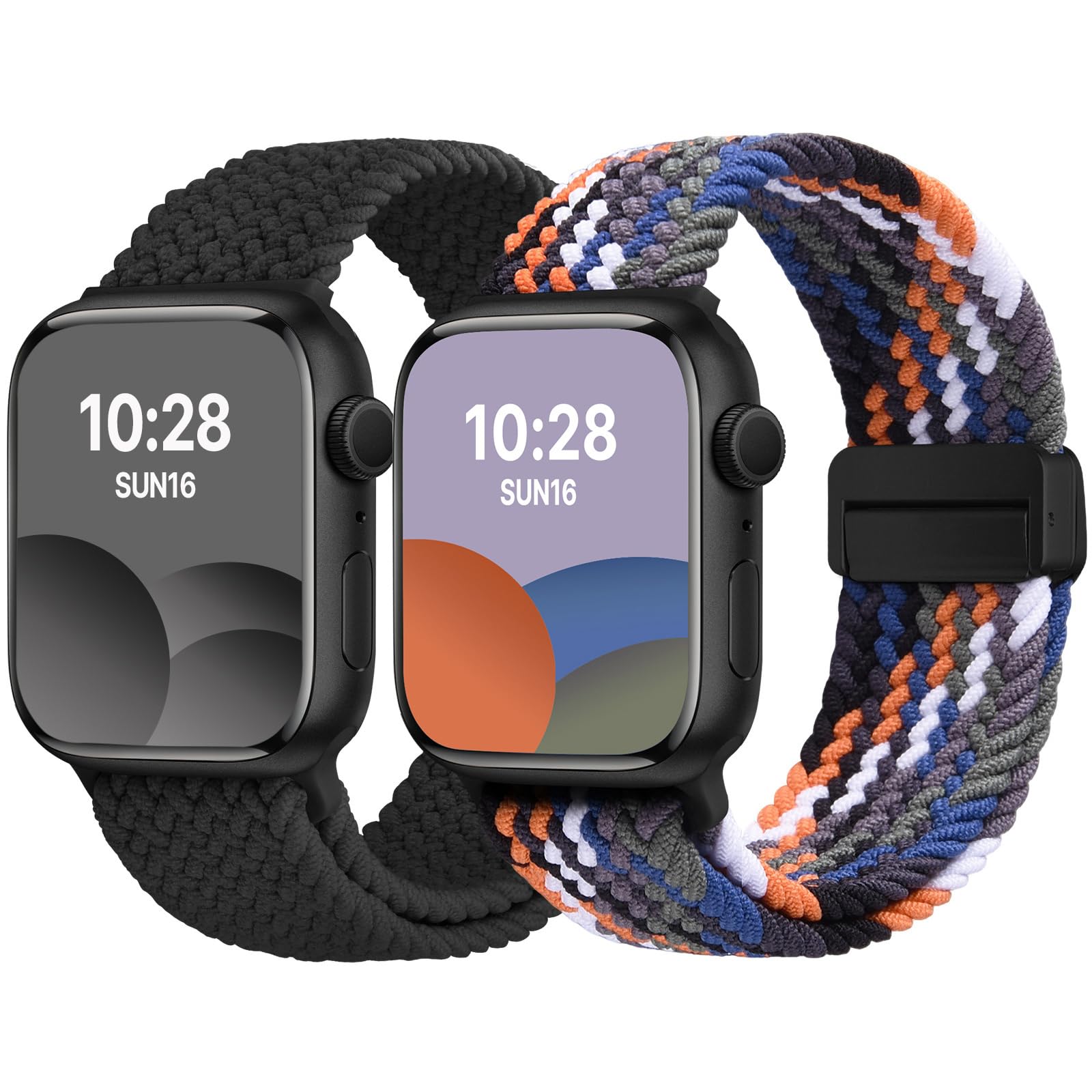 Fullmosa Geflochtenes Armband 2026 – Kompatibel mit Apple Watch 46mm 45mm 44mm 42mm 49mm für iWatch SE 3 2 1, Series 11 10 9 8 7 6 5 4 | Sport Nylon-Armbänder mit Magnetverschluss für Damen Herren