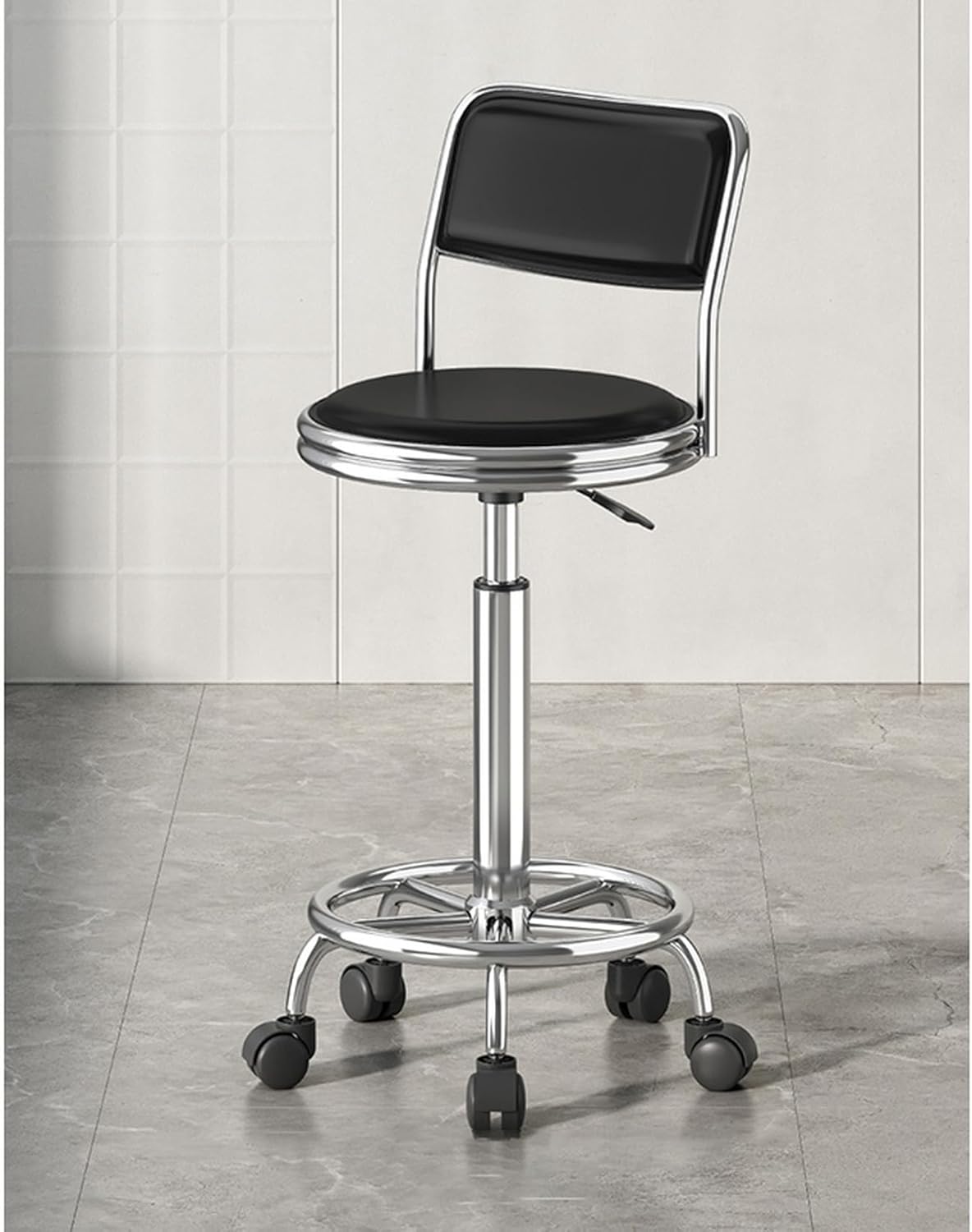 THLD 作業椅子 回転いす昇降式 ブラック36 キャスター付き スツール オフィススツール スツール 背もたれ付き 背もたれ 68