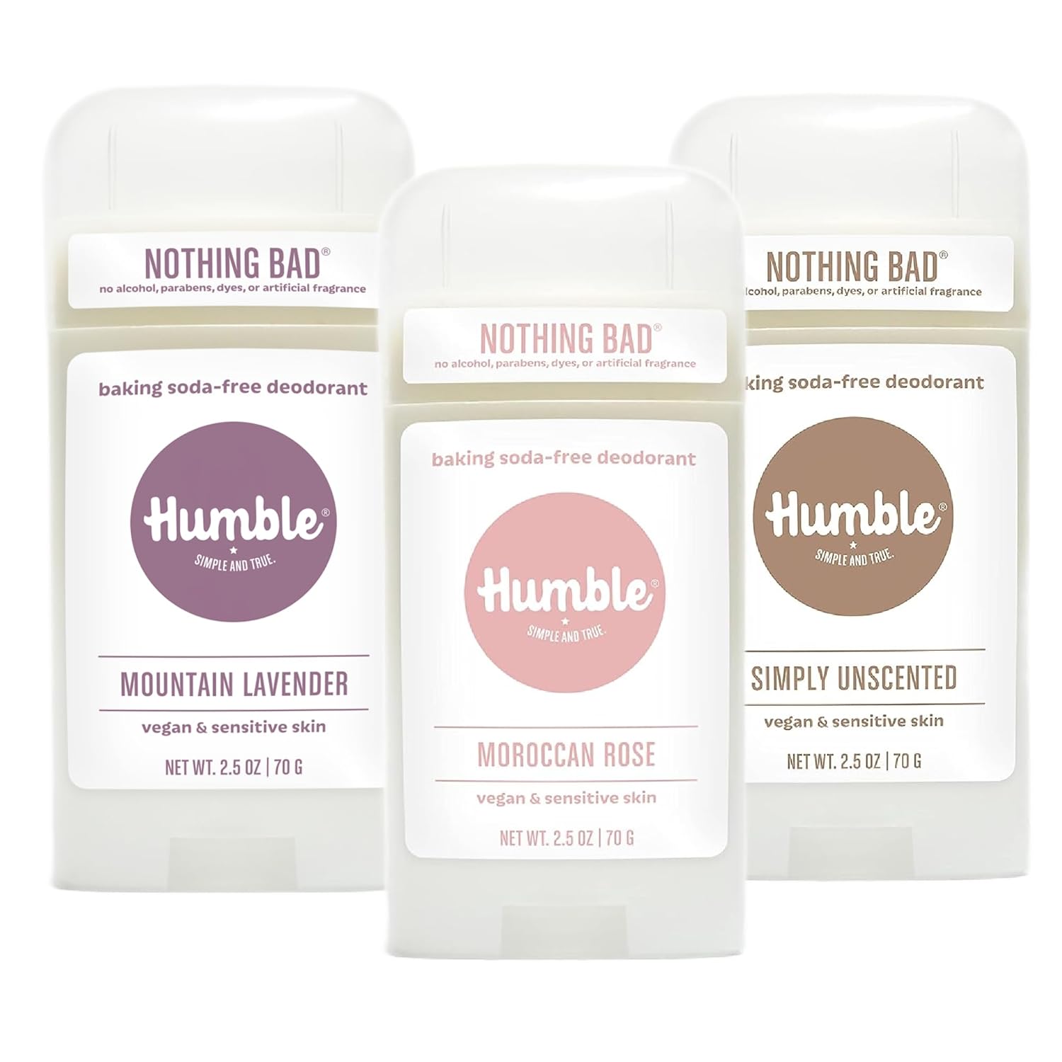 Simple & Sensitive Trio - Vegan Mountain Lavender, Vegan Moroccan Rose and Vegan Simply Unscented, 3 Pack