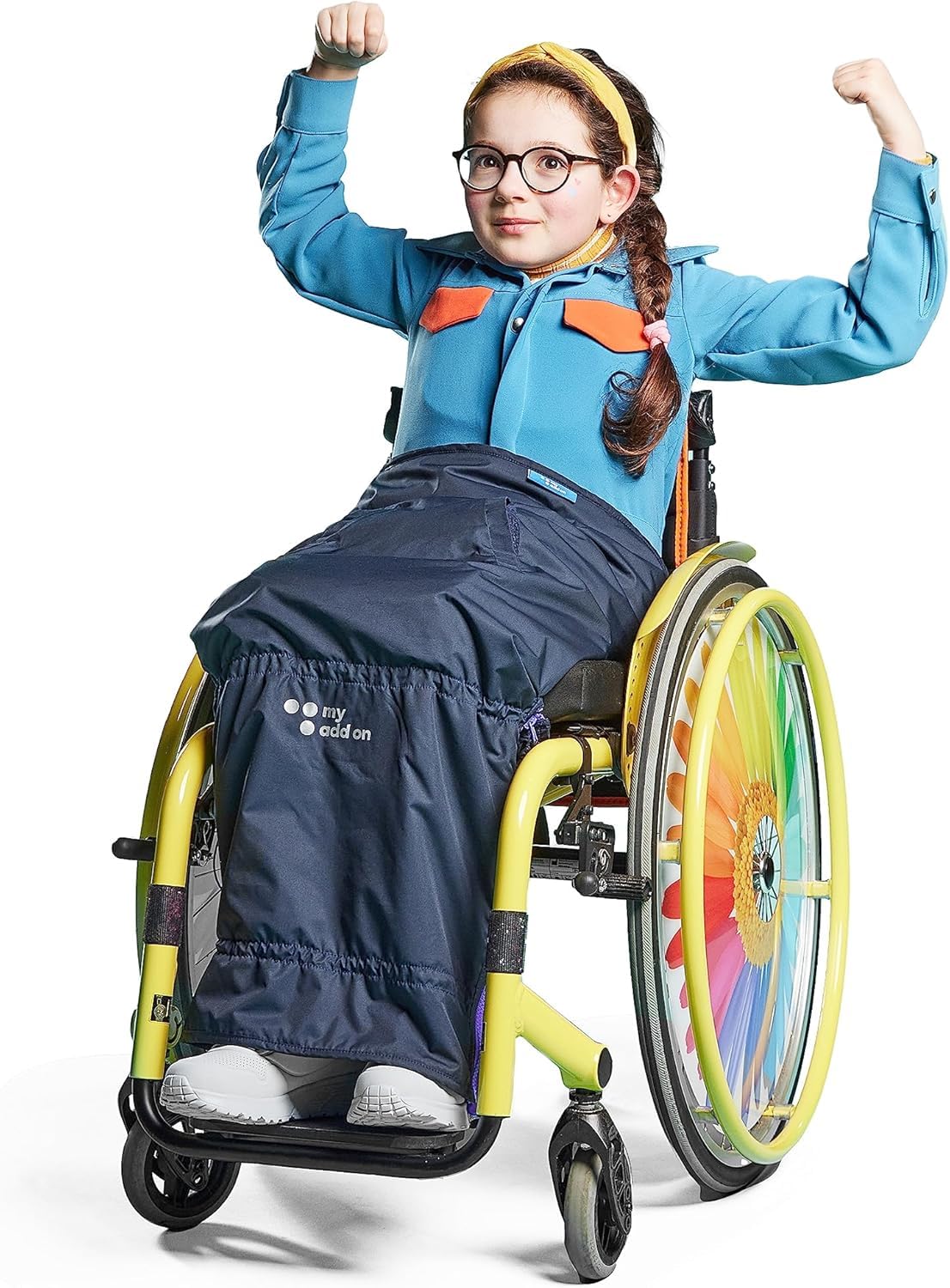 MyBlanket - Funda impermeable para silla de ruedas, ligera y compacta, adecuada para silla de ruedas eléctrica y manual, scooter de movilidad, protección de piernas, sin levantarse, azul medianoche