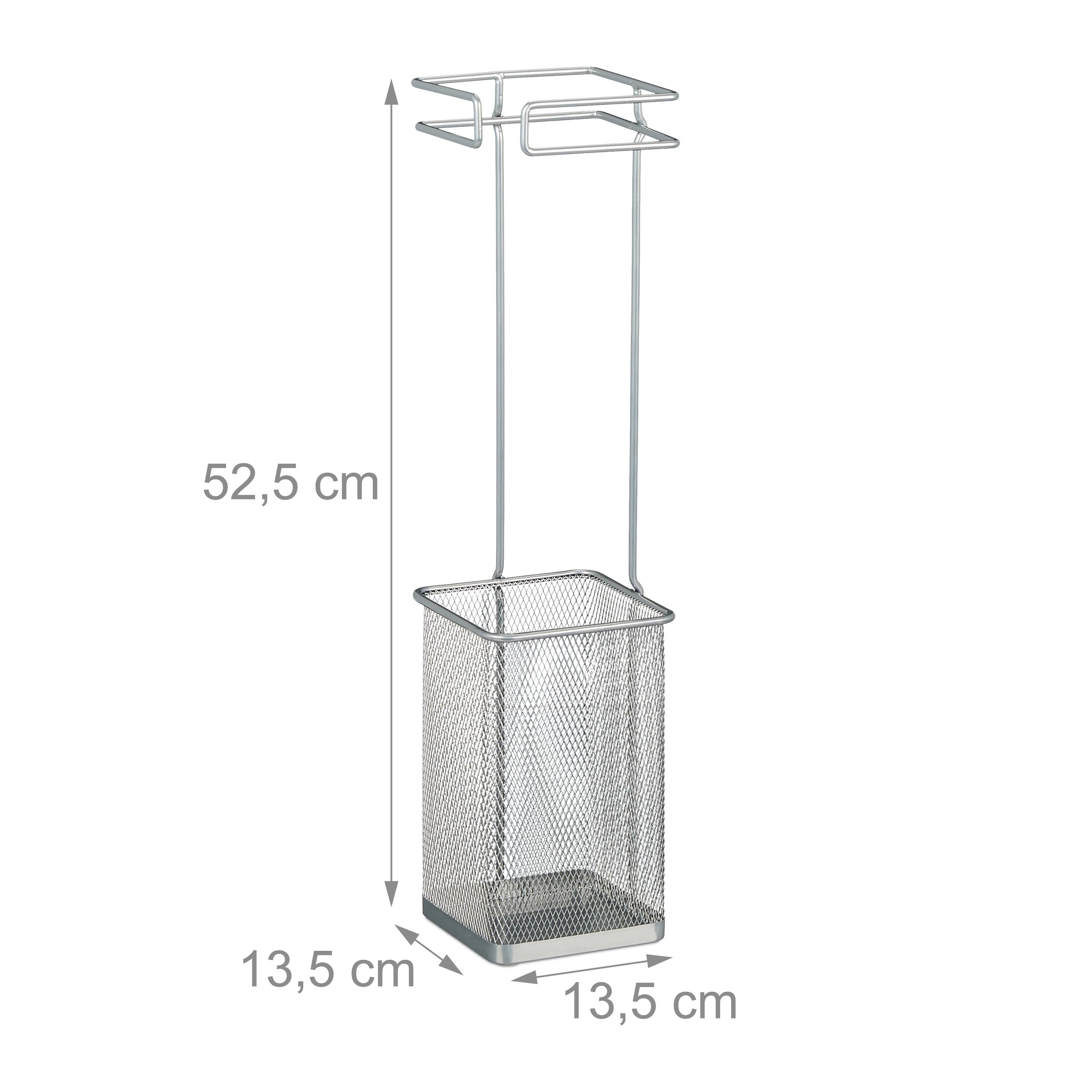Relaxdays Regenschirmständer, HBT: 52,5 x 13,5 x 13,5 cm, Metall, eckiger Schirmständer für Regenschirme, modern, Silber
