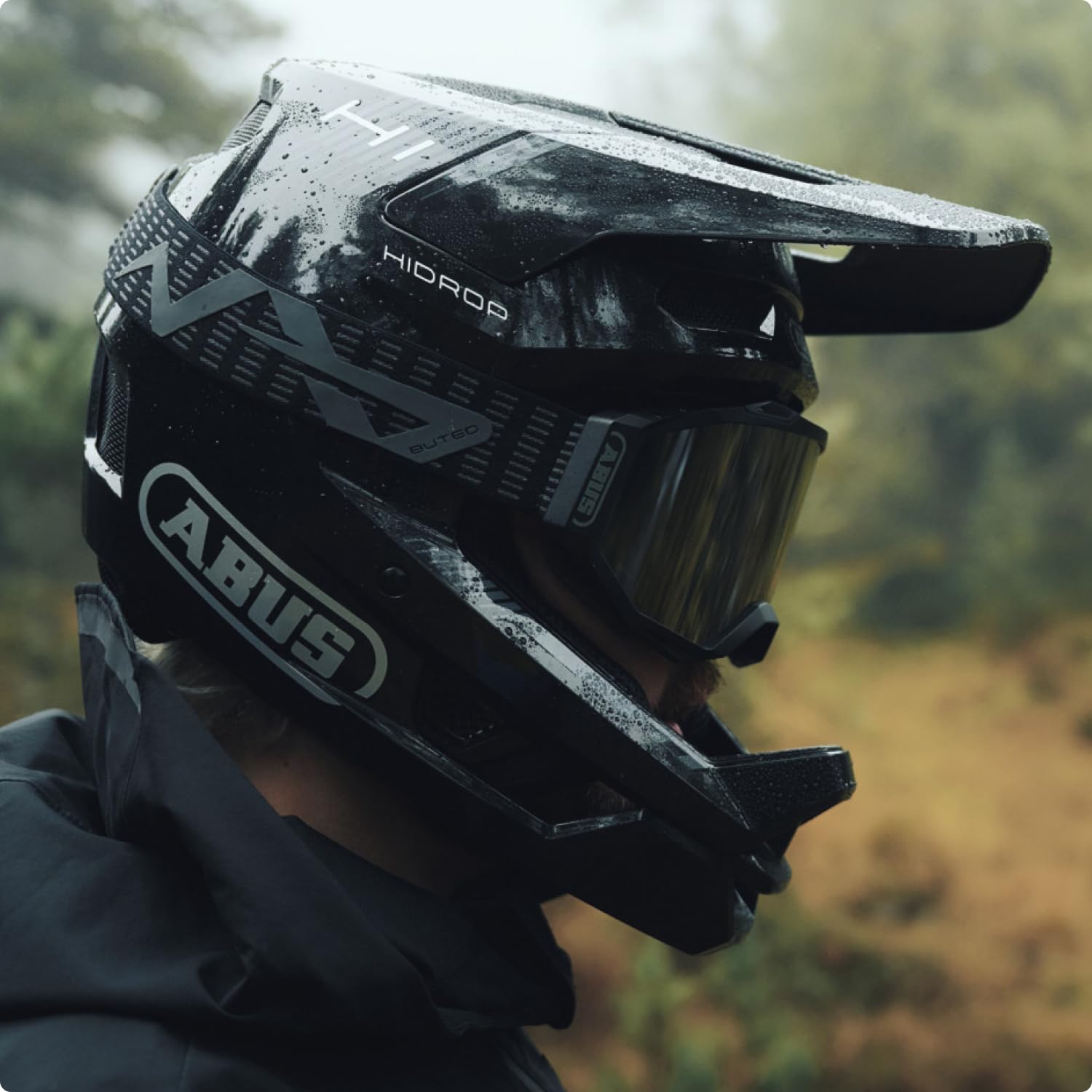 ABUS Casco Downhill HiDrop, Fullface, Muted Black, Talla L | Casco de bicicleta certificado ASTM con carcasa ABS para MTB, Downhill, Enduro y Bikepark, adultos y jóvenes