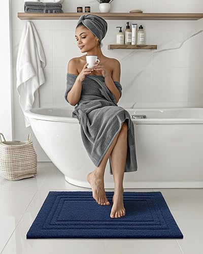 Miniatura 5 de DEXI Alfombra de baño de 32 x 20 pulgadas, ultra suave y absorbente, tapete de baño para ducha, antideslizante, lavable, alfombra para bañera,