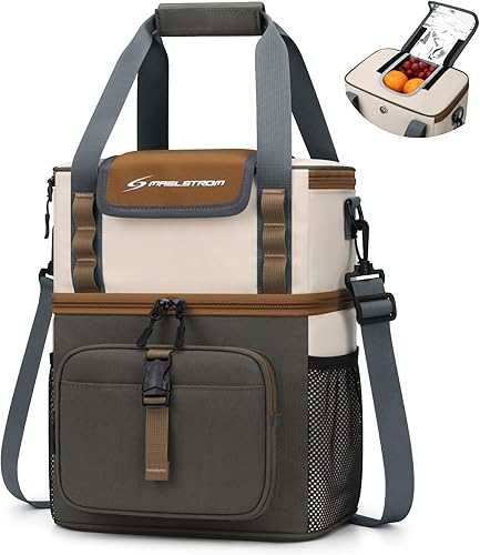 Maelstrom Lunch Box for Women, 20L Insulated Lunch Bag Men, Leakproof Double Deck Cooler Bag, Soft Lunch Cooler with Quick Access Flip-Top Lid for