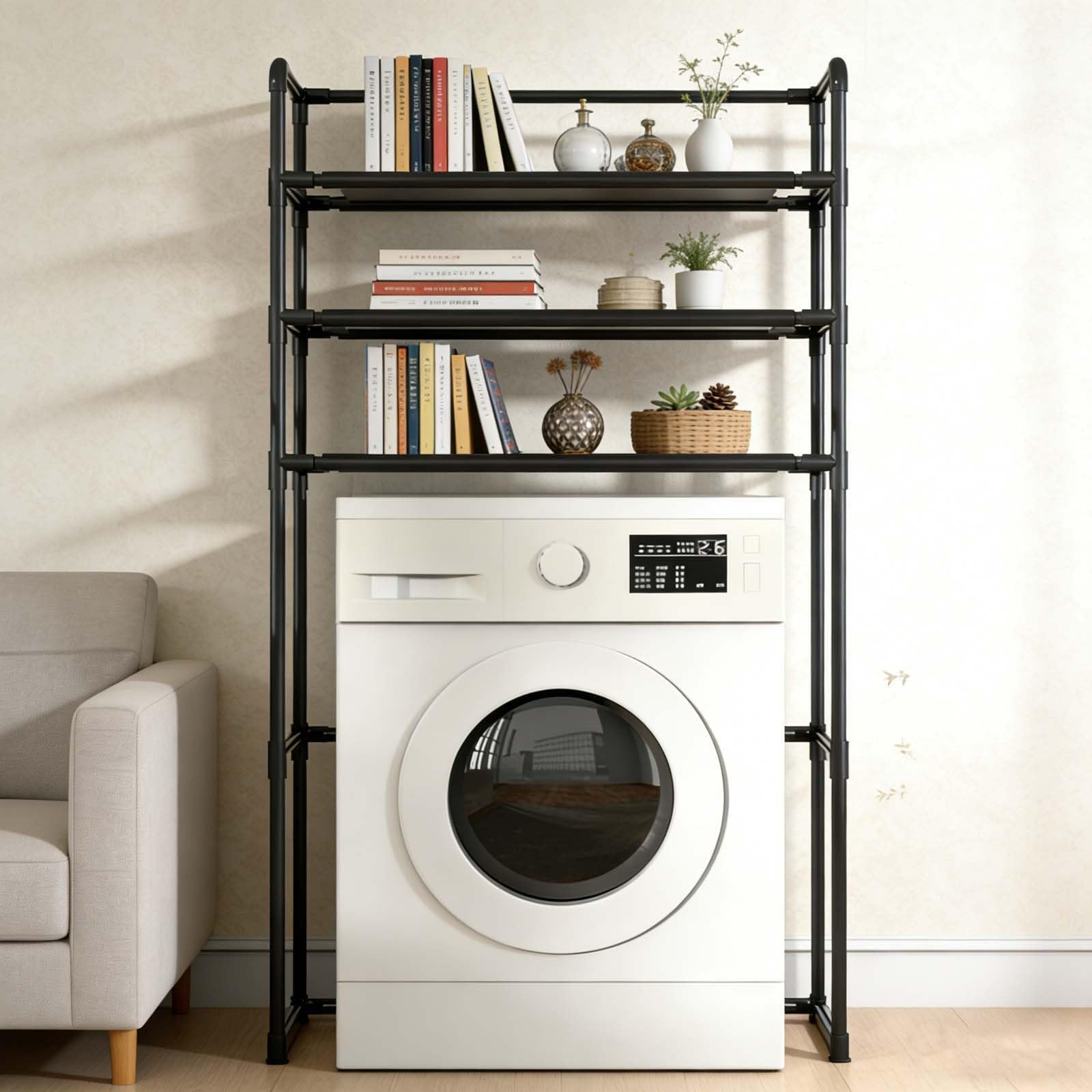 Unità Sto per lavatrice ed espandibile sopra il WC, per lavanderia pesante e versatile sopra la lavatrice, ripiano Sto (nero)