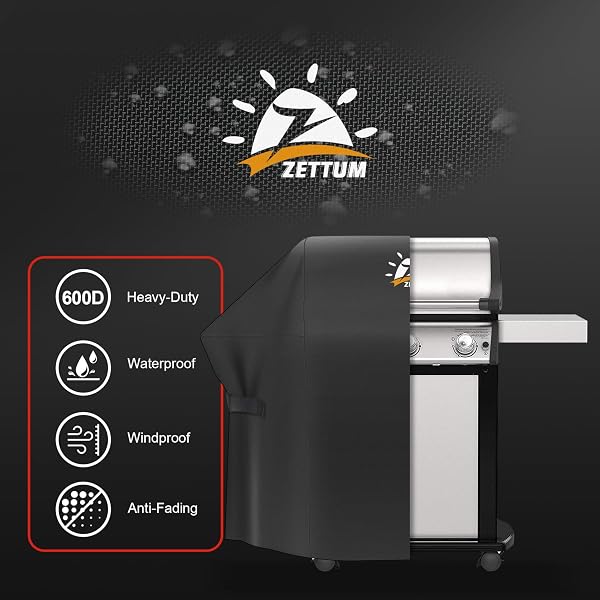 Zettum Housse de barbecue 132 cm - 7106 - Housse de barbecue Exterieur pour Weber Spirit série 300 - Bâche de Protection imperméable - Housse pour Weber Spirit E310, Sprit E315, E330 et Spirit II E310 - 3