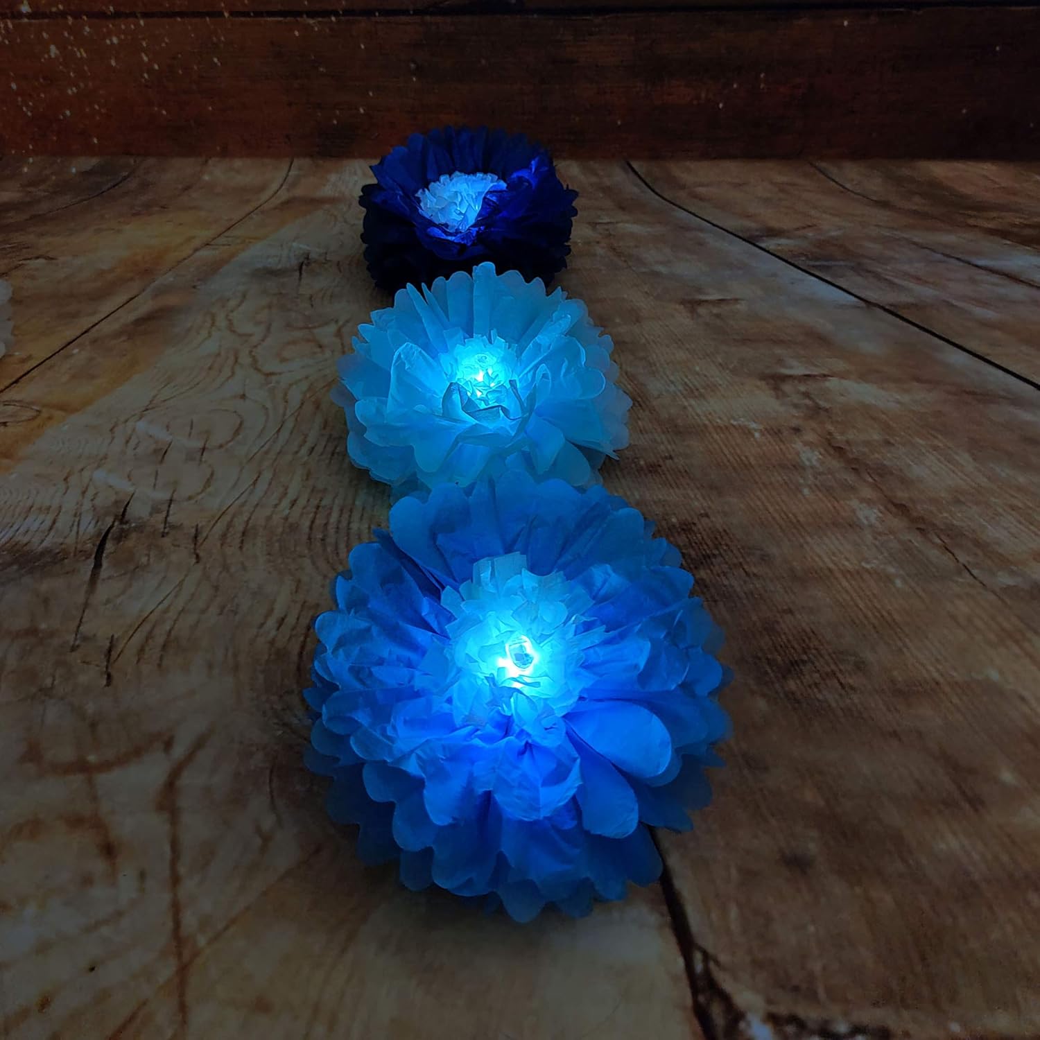 Mybbshower Handcrafted Blue Tissue Paper Flowers Large 10''-8''- 6'' Boy Baby Shower Photo Backdrop Birthday Party Wall Decor Pack of 9 - Image 6