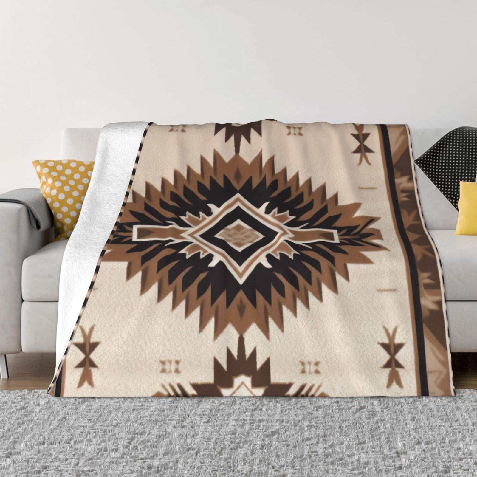 KLOPH Native American Throw Blanket 50"x40" Flannel Fluffy Warm Blanket for Couch, Reversible Plush Blankets for Bed, Comfy Fuzzy Blanket for Sofa, Plush Lightweight-Blankets for All Season