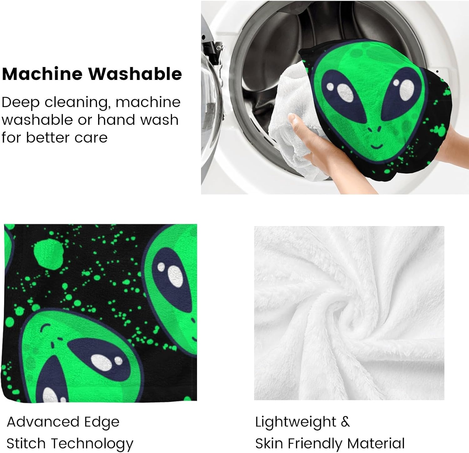 Crazy Aliens Throw Blanket for Couch, Cozy Flannel Warm Blanket, Super Soft Lightweight Blankets for Bedroom Travel Camping Gifts 50" x 40" - Image 5