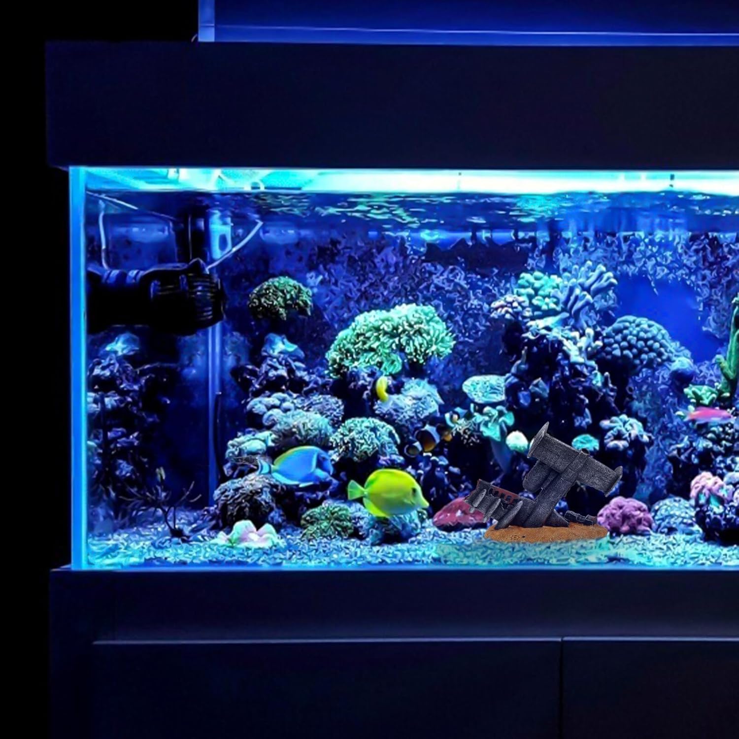 balacoo Aquarium Wreckage Sculpture Fish Tank Decoration Resin Ornament Fish Hideout for Betta Shrimp Habitat 7.87X4.33X5.51In Aquarium Landscape Decor