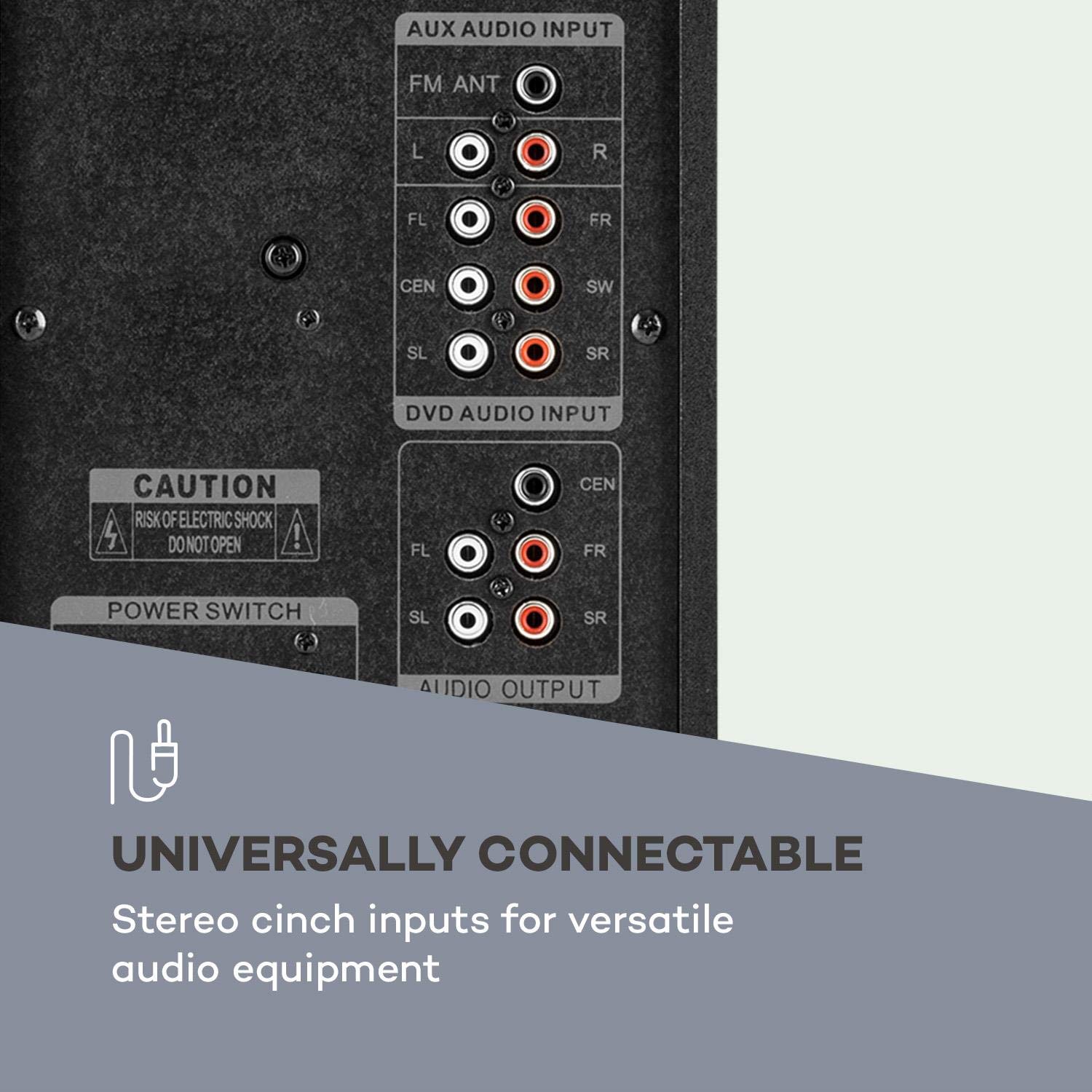 auna Concept 5.1 Surround Sound System, OneSide Subwoofer, Home