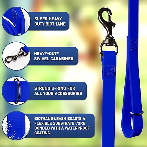 Miniatura 2 de Biothane - Correa para perro extra resistente, fabricada en Estados Unidos, correas impermeables para perros grandes, medianos y pequeños, correa de