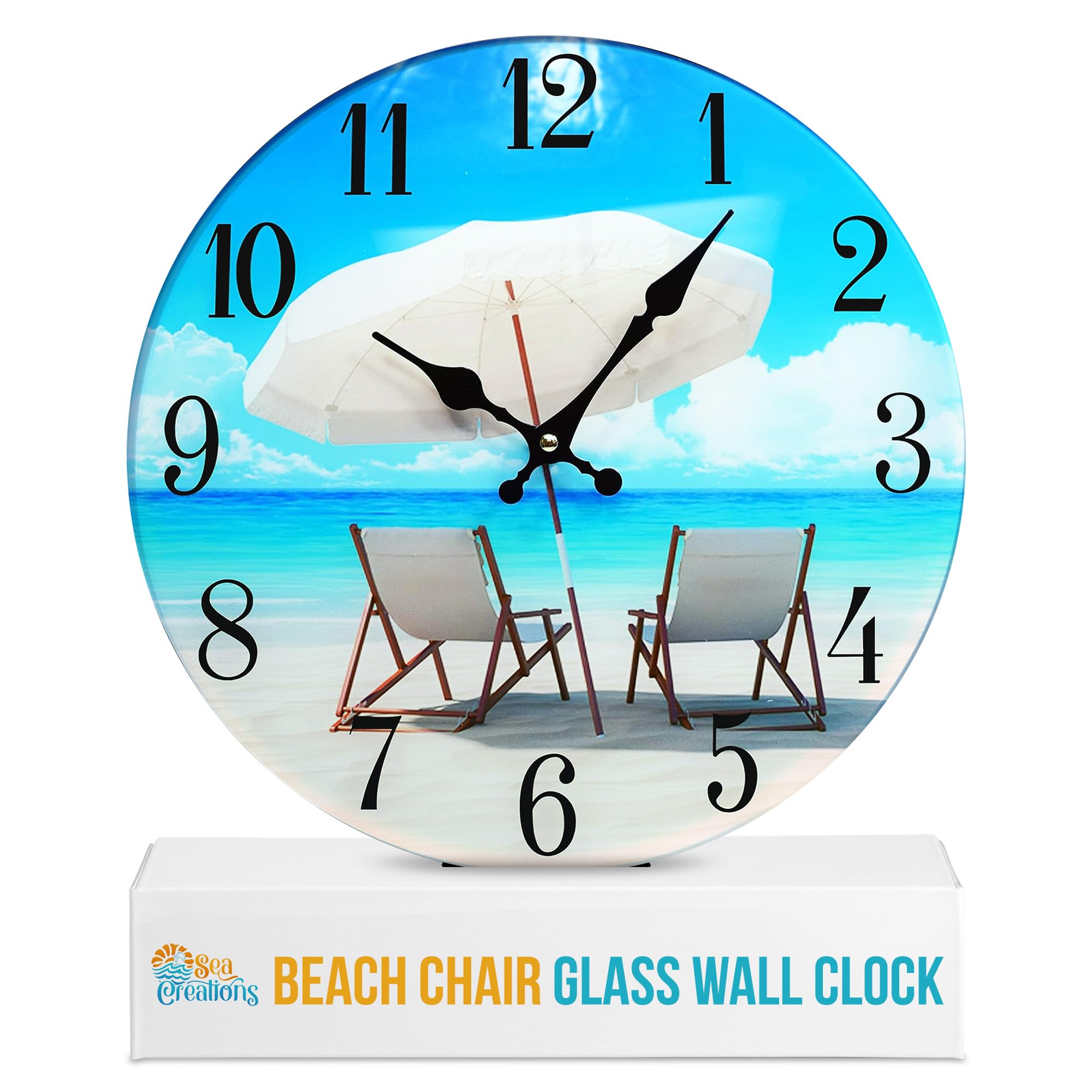 Orologio da parete in vetro per sedia da spiaggia New-13-X-13-Casa-Parete-Decor-Costiero-Nautico-Spiaggia